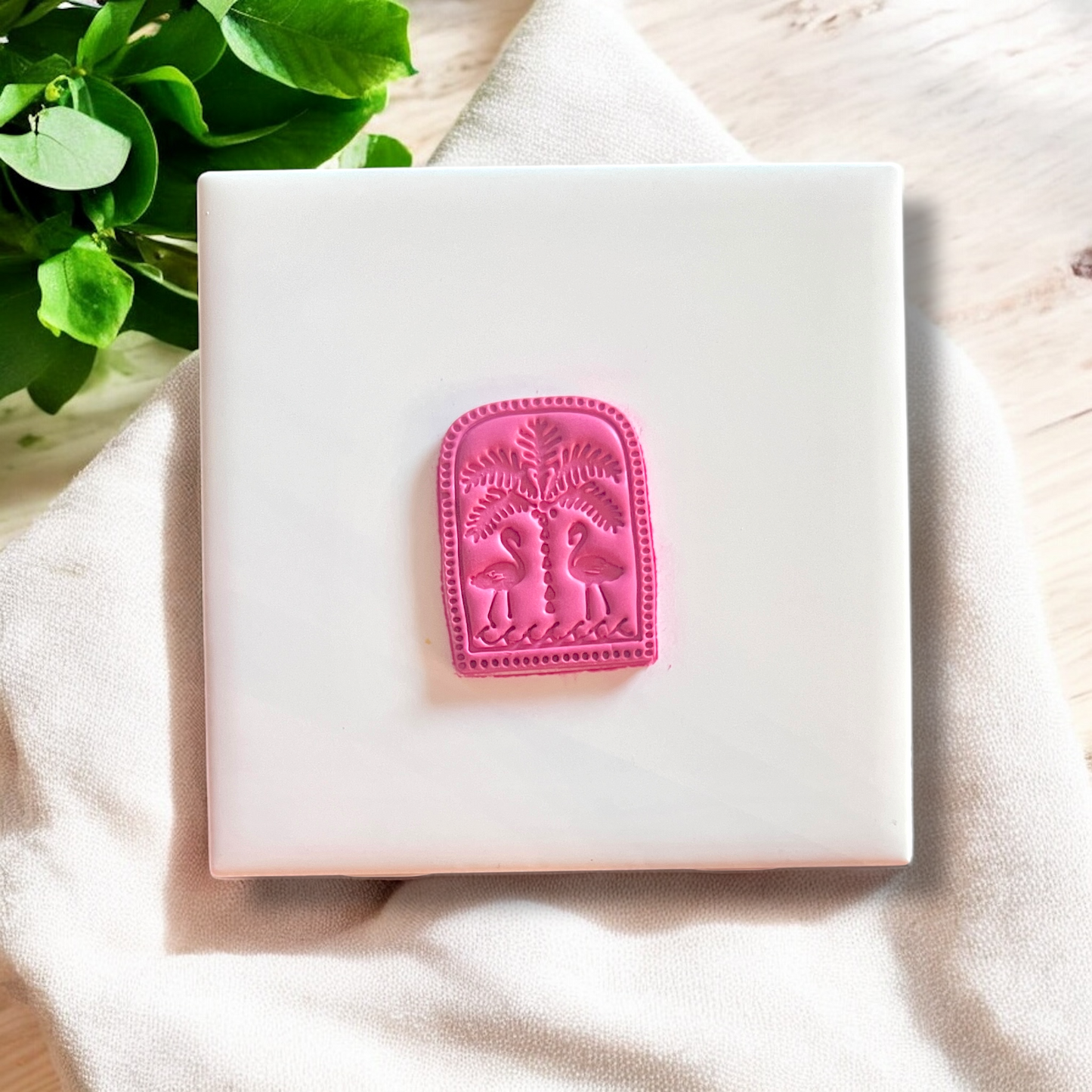 Tropical Flaming Polymer Clay Cut out and Cutter pink