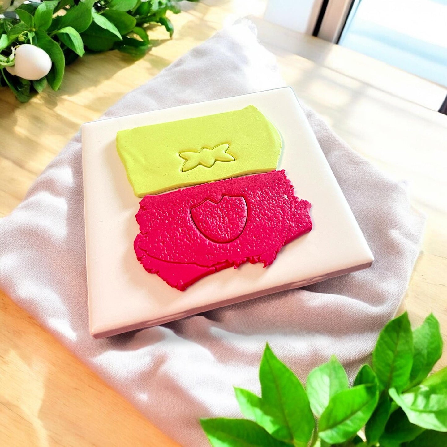 clay sheet with strawberry impressions
