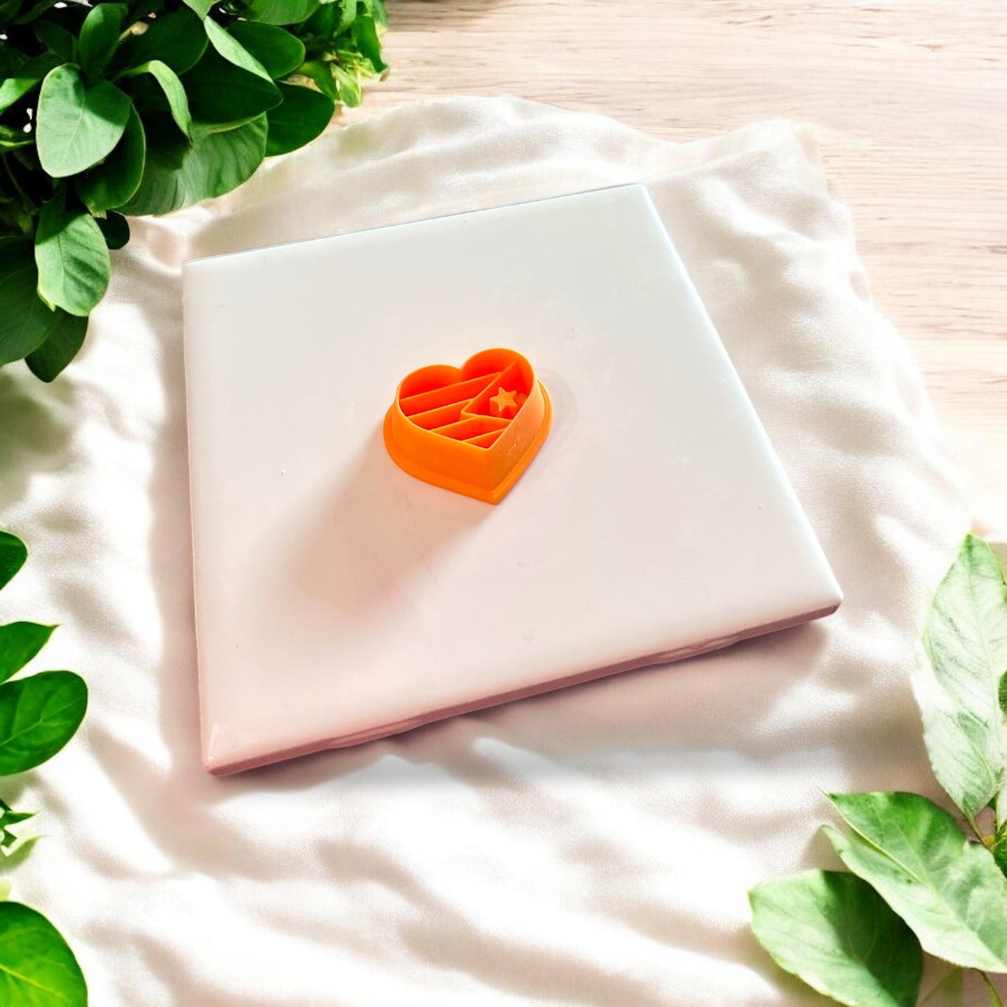 heart flag cutter on tile