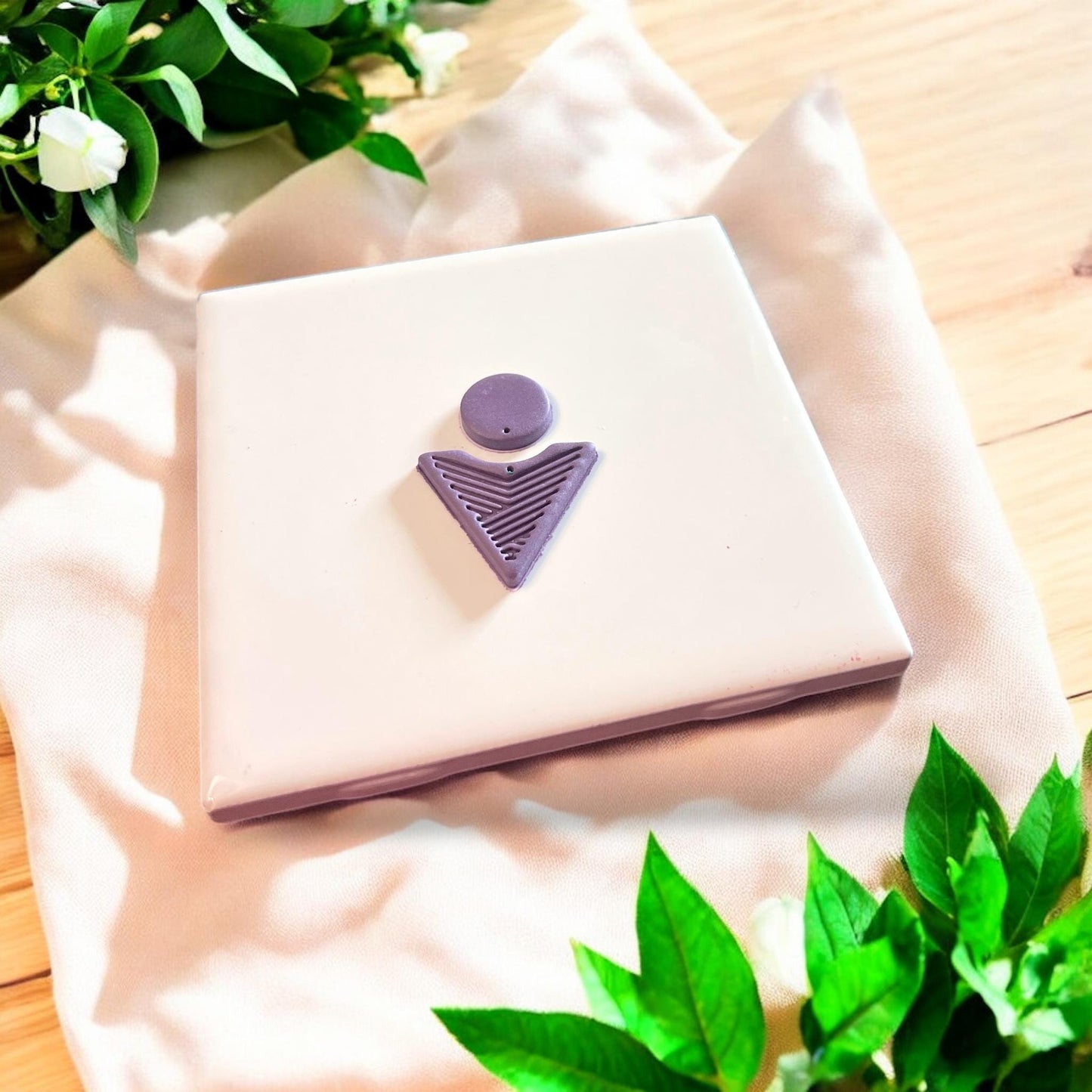 geometric clay pieces on tile