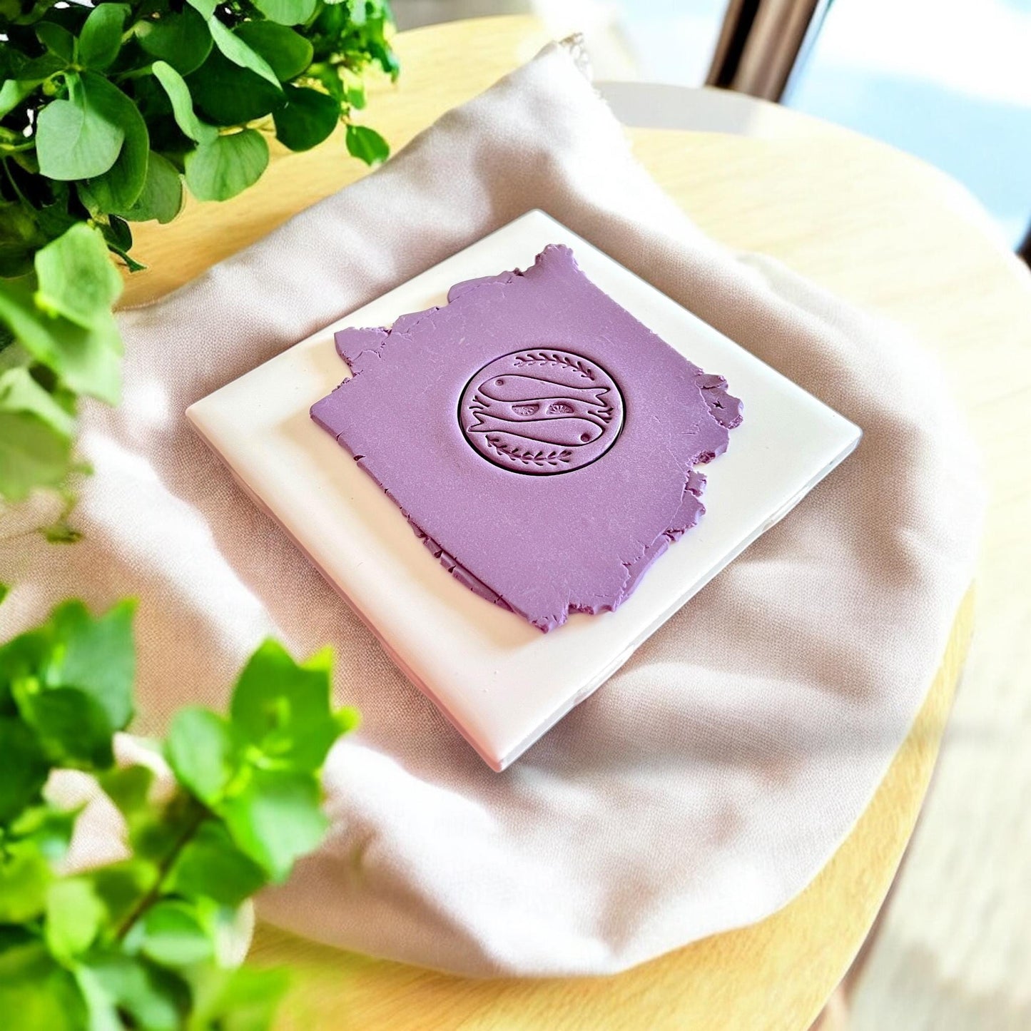 polymer clay round fish stamp