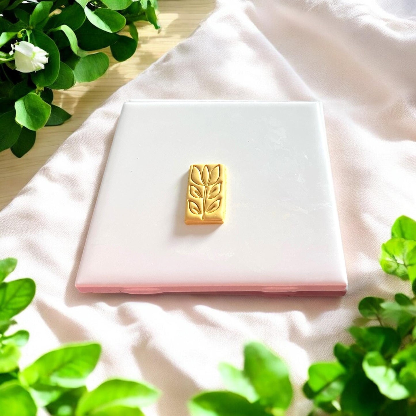 raised tulip floral polymer clay piece