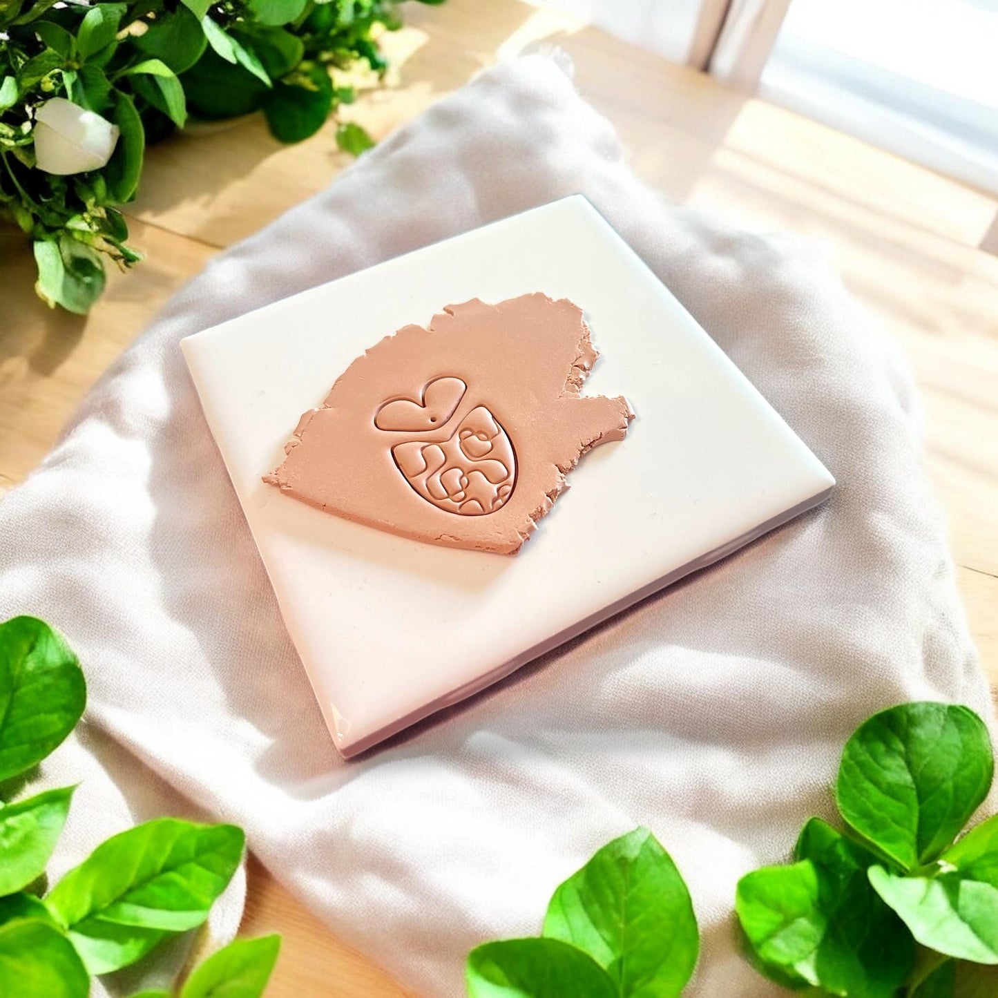 abstract heart clay impression