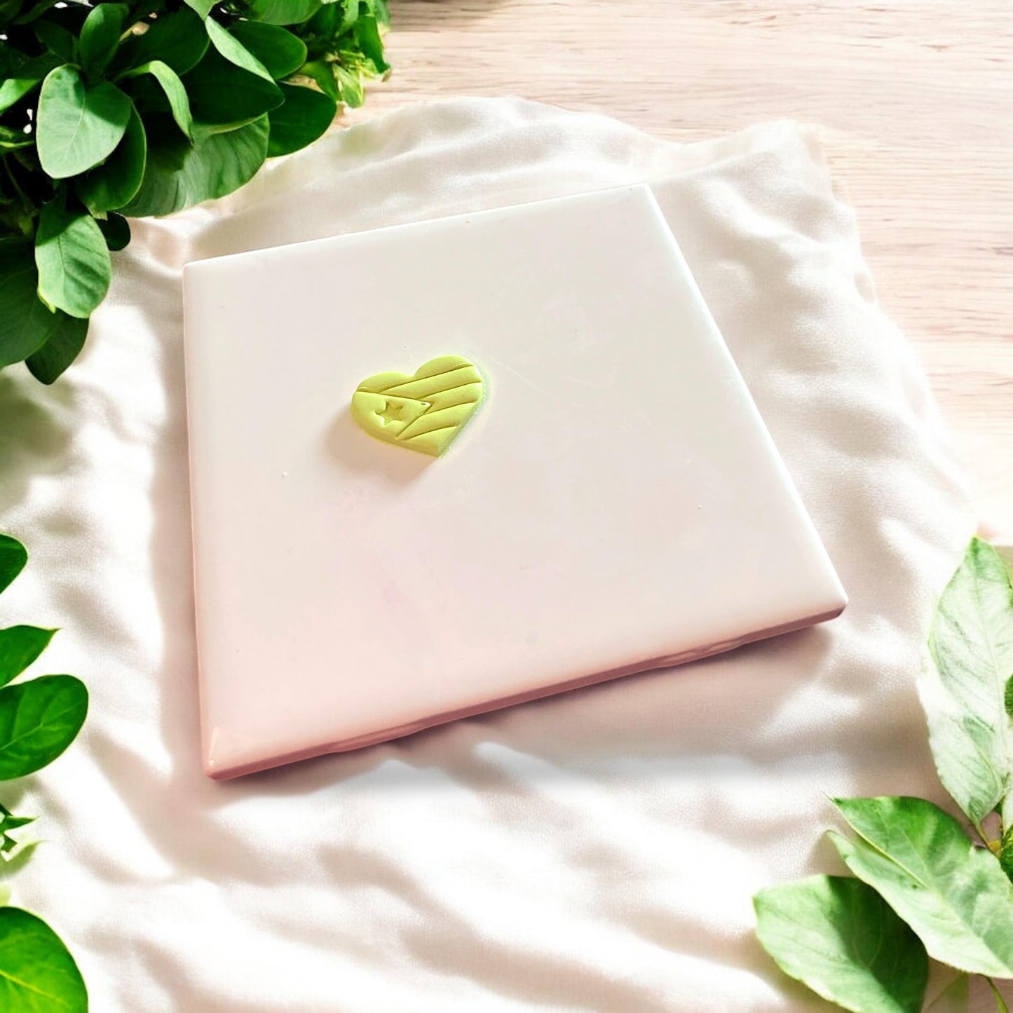 heart flag cut from clay