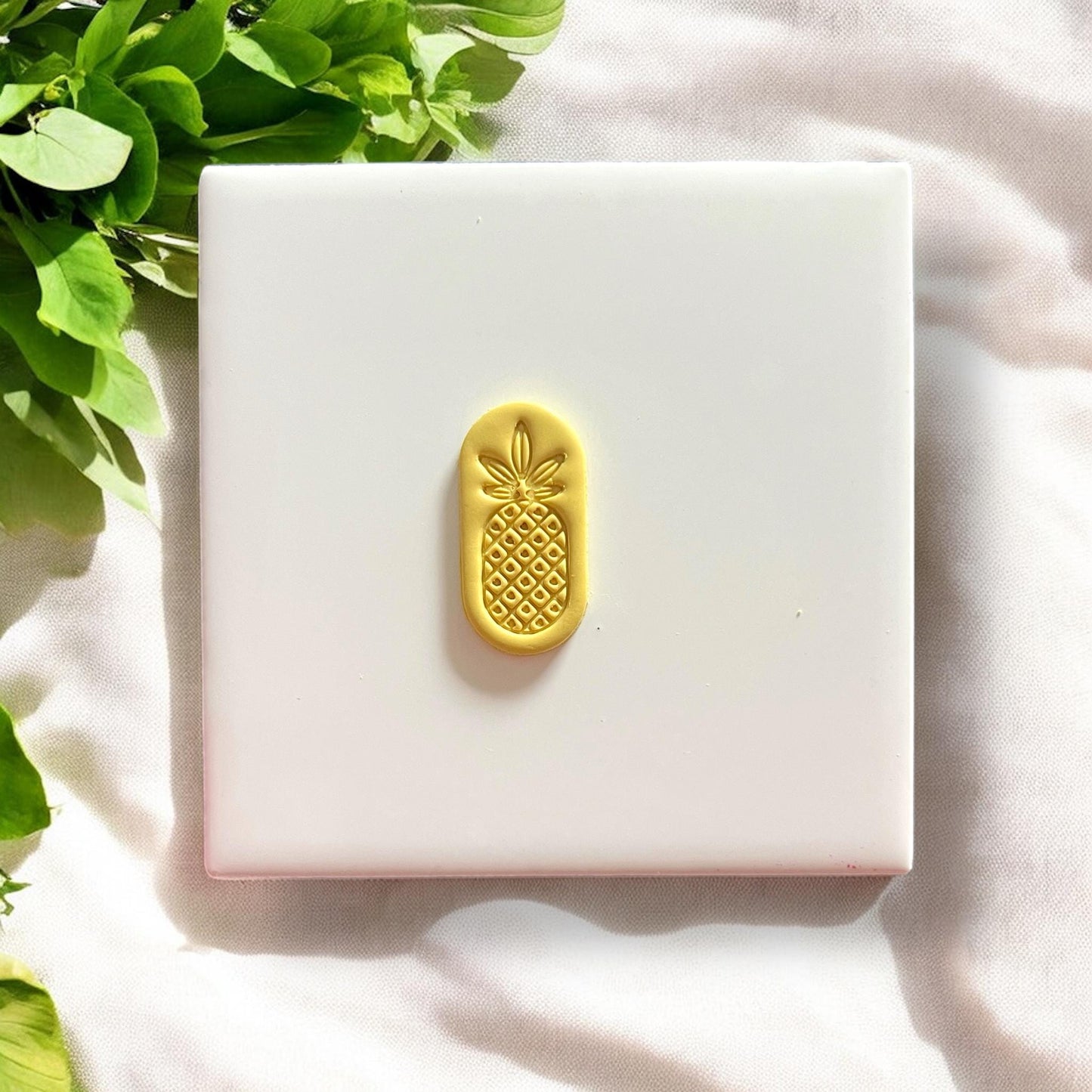 Finished yellow pineapple clay earring piece