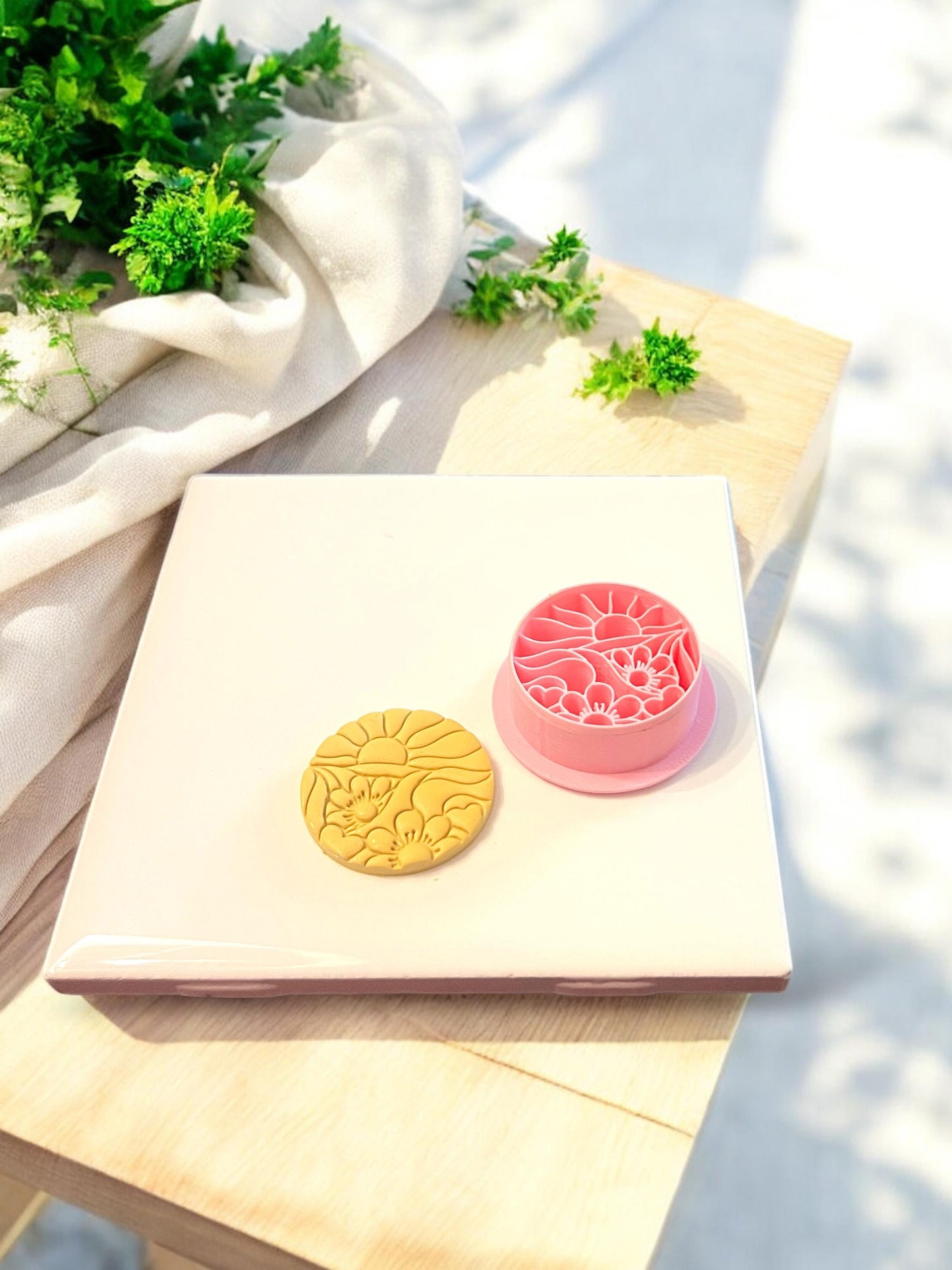 polymer clay floral cutter sunshine theme