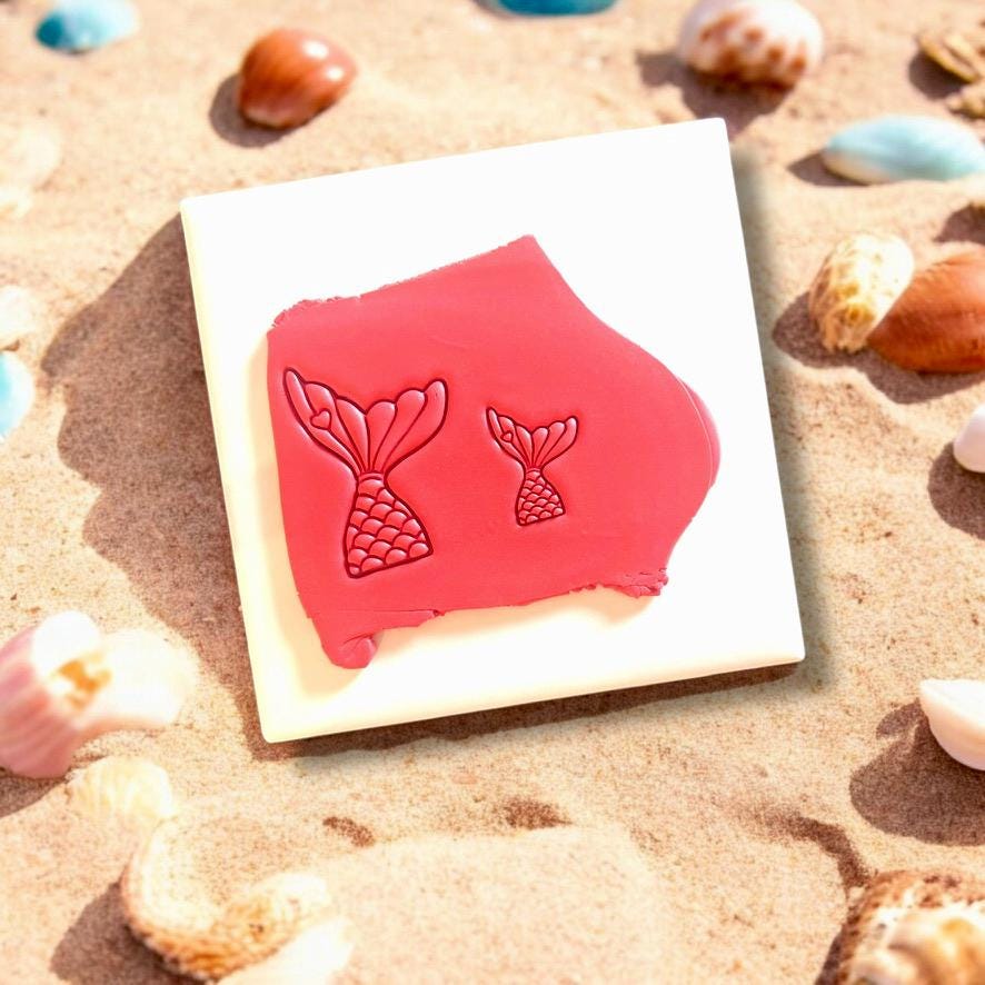 Front view of the mermaid tail polymer clay cutter showcasing its ocean-inspired design.