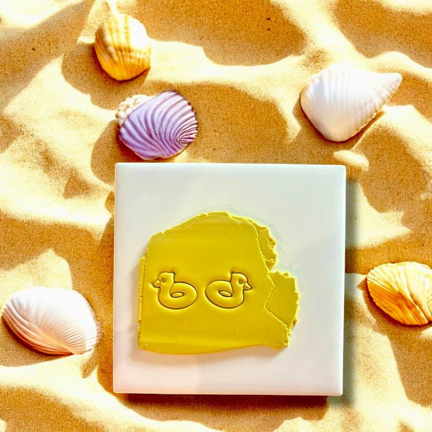 Yellow Duckie Pool Floatie clay cutter for polymer clay designs, ideal for beach-themed jewelry