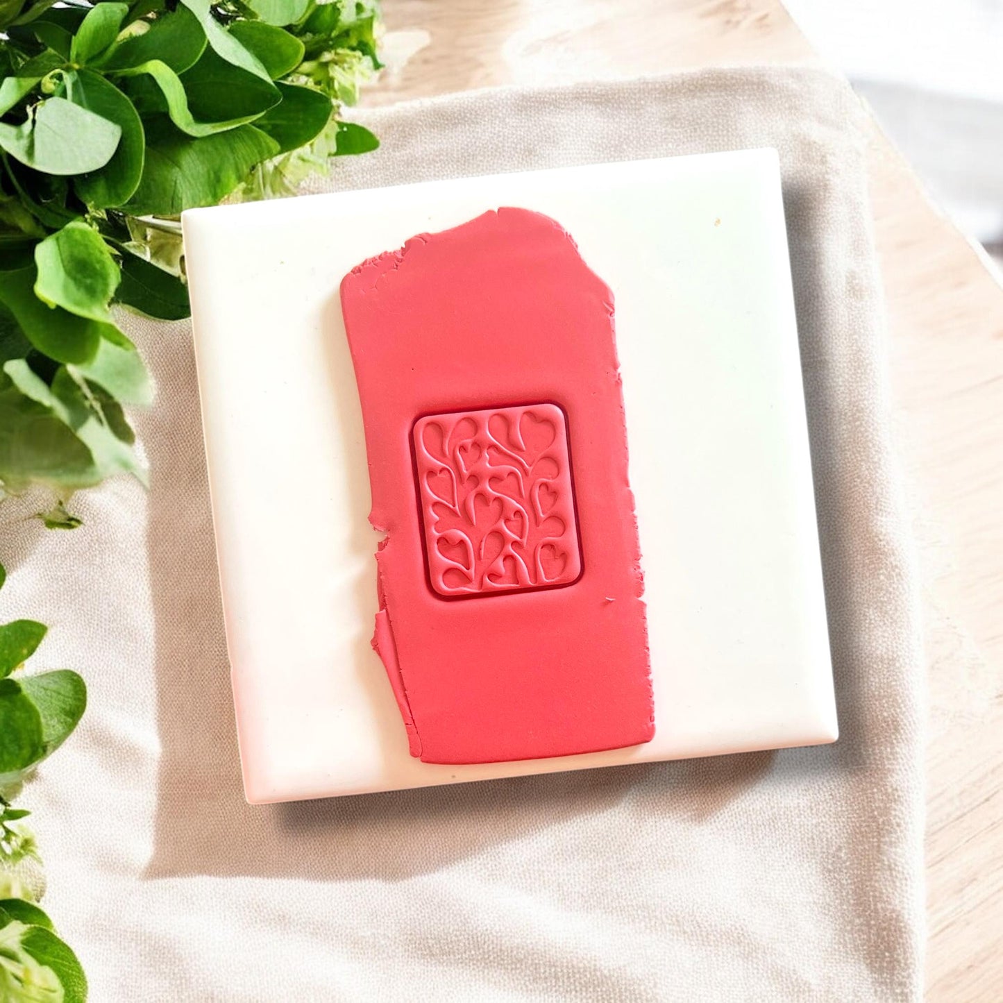 clay slab with Matisse heart impression