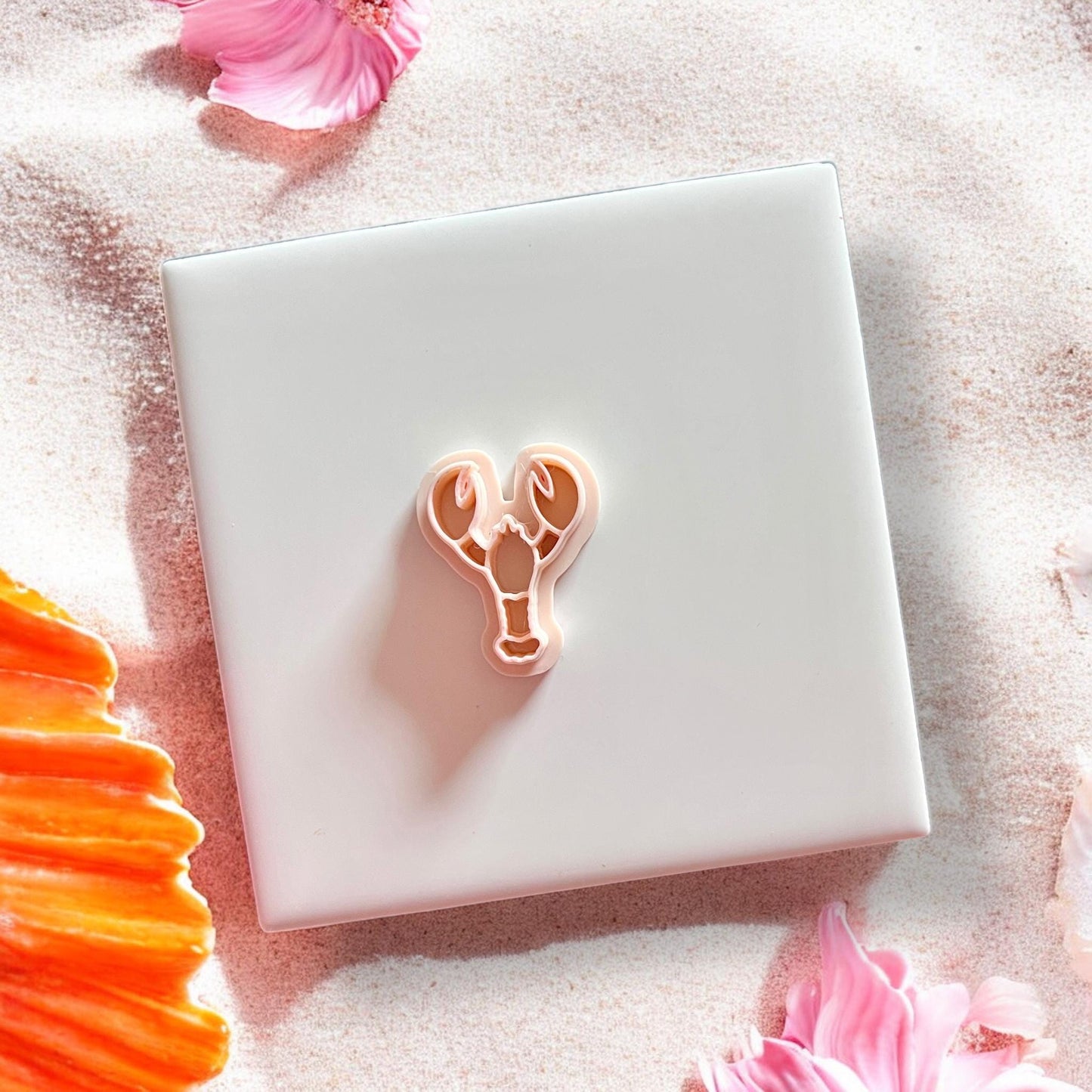 Pink lobster shaped cutter shown on clean white background