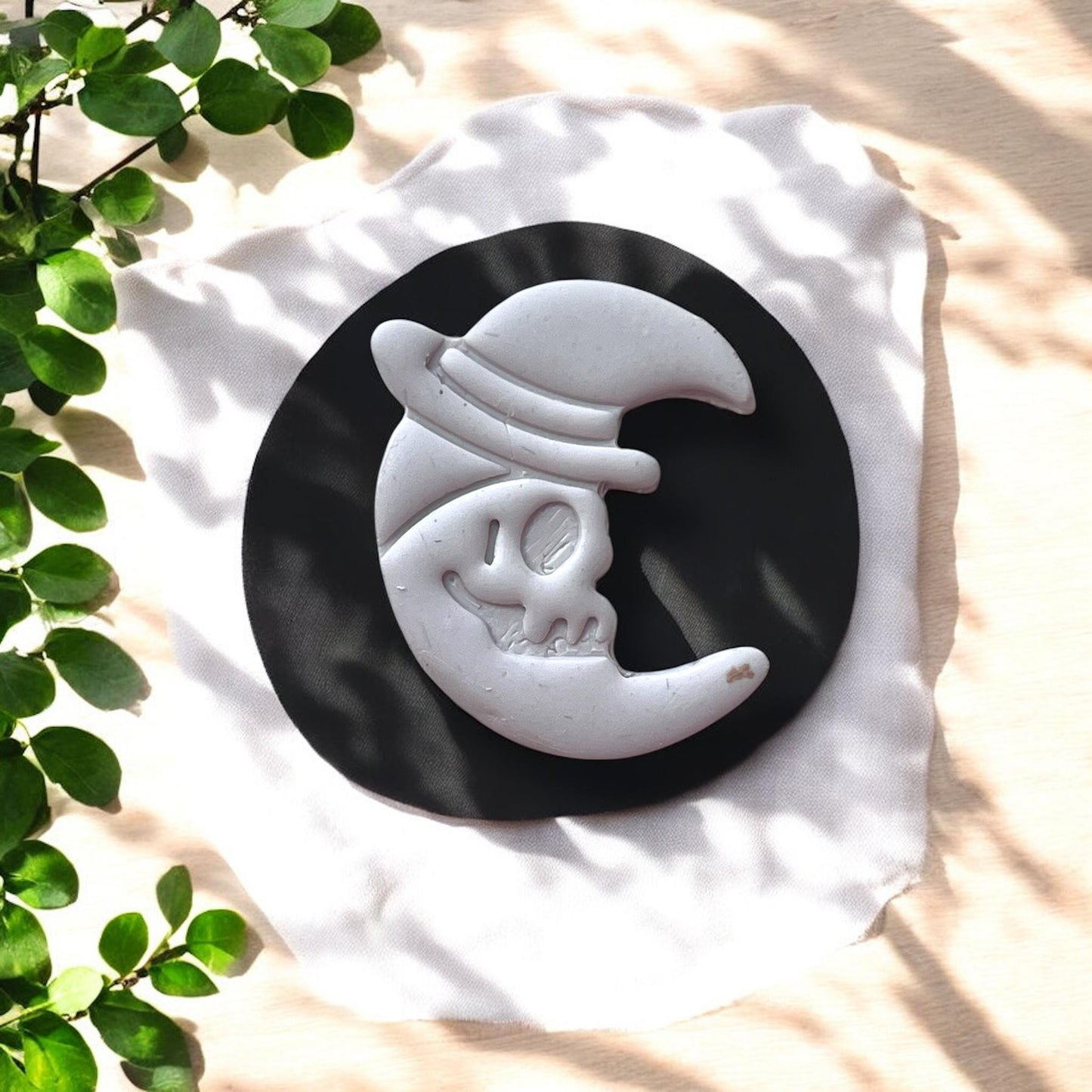 Halloween crescent skull moon cutter top view