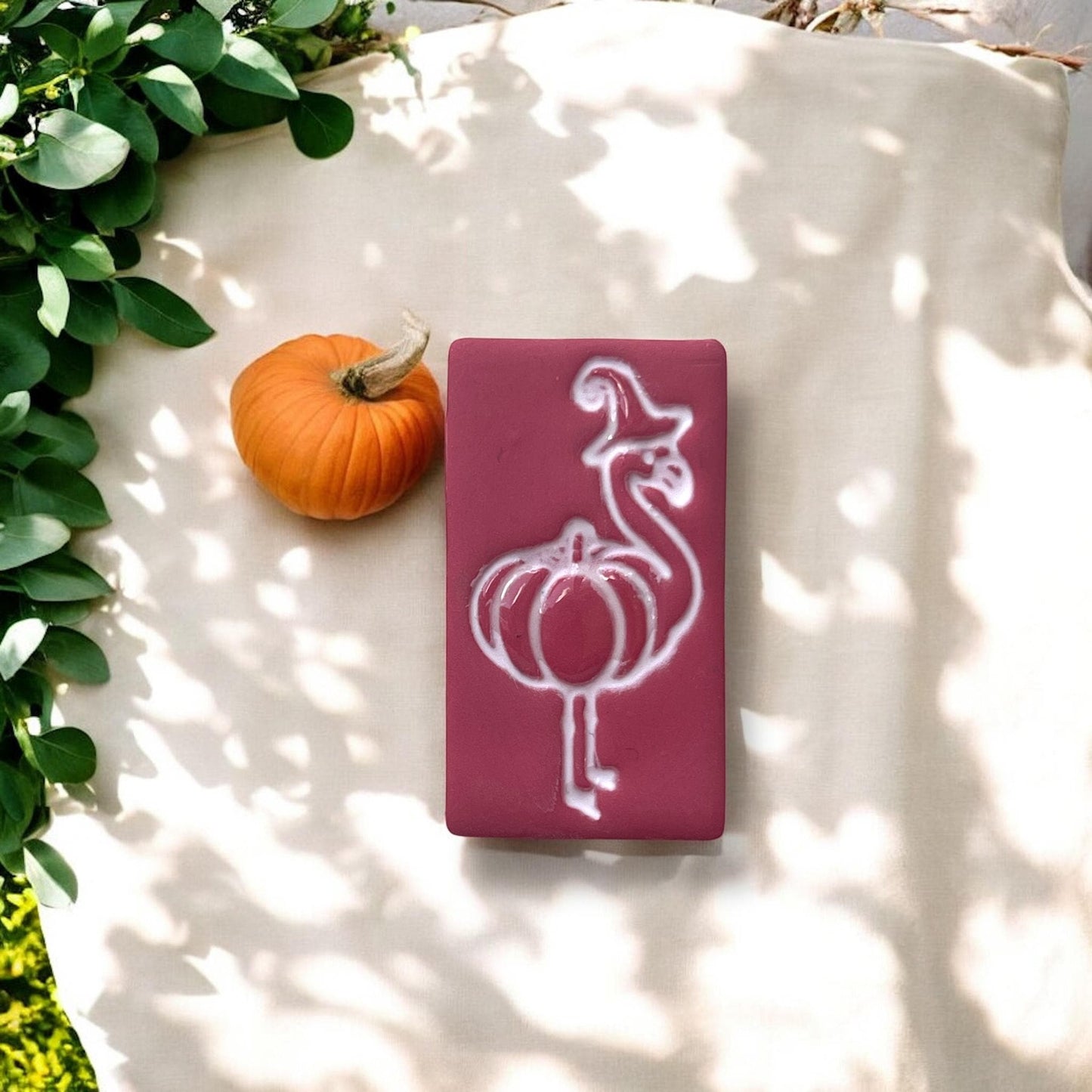 all themed flamingo clay photo with pumpkin