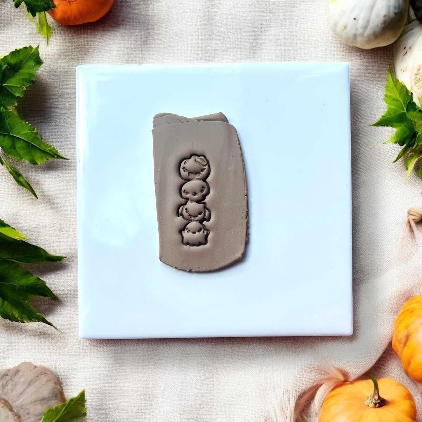 Halloween ghost stack polymer clay impression