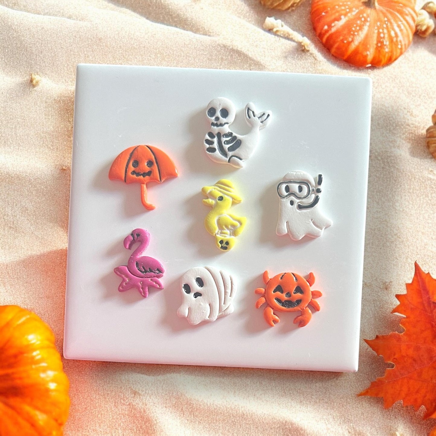 full color polymer clay earrings made with Summerwean cutters