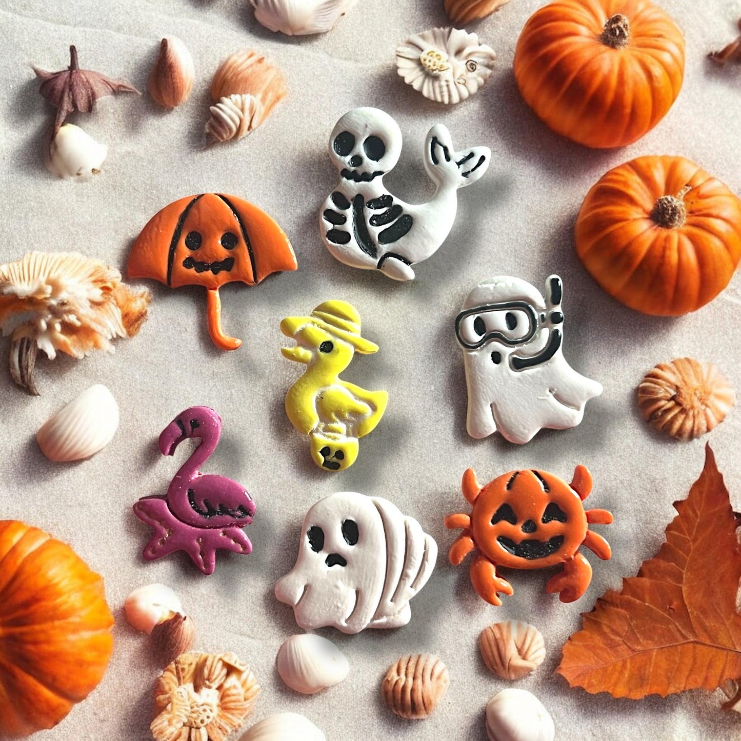 full color polymer clay earrings made with Summerwean cutters