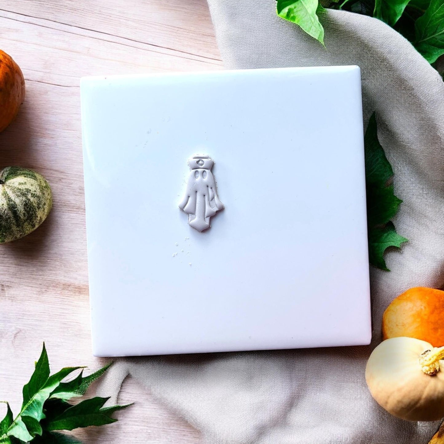 ghost nurse clay earring pre-cut