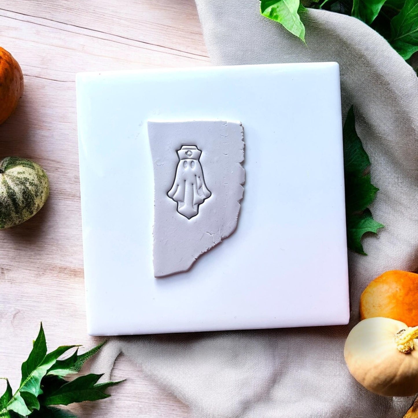spooky ghost nurse clay impression