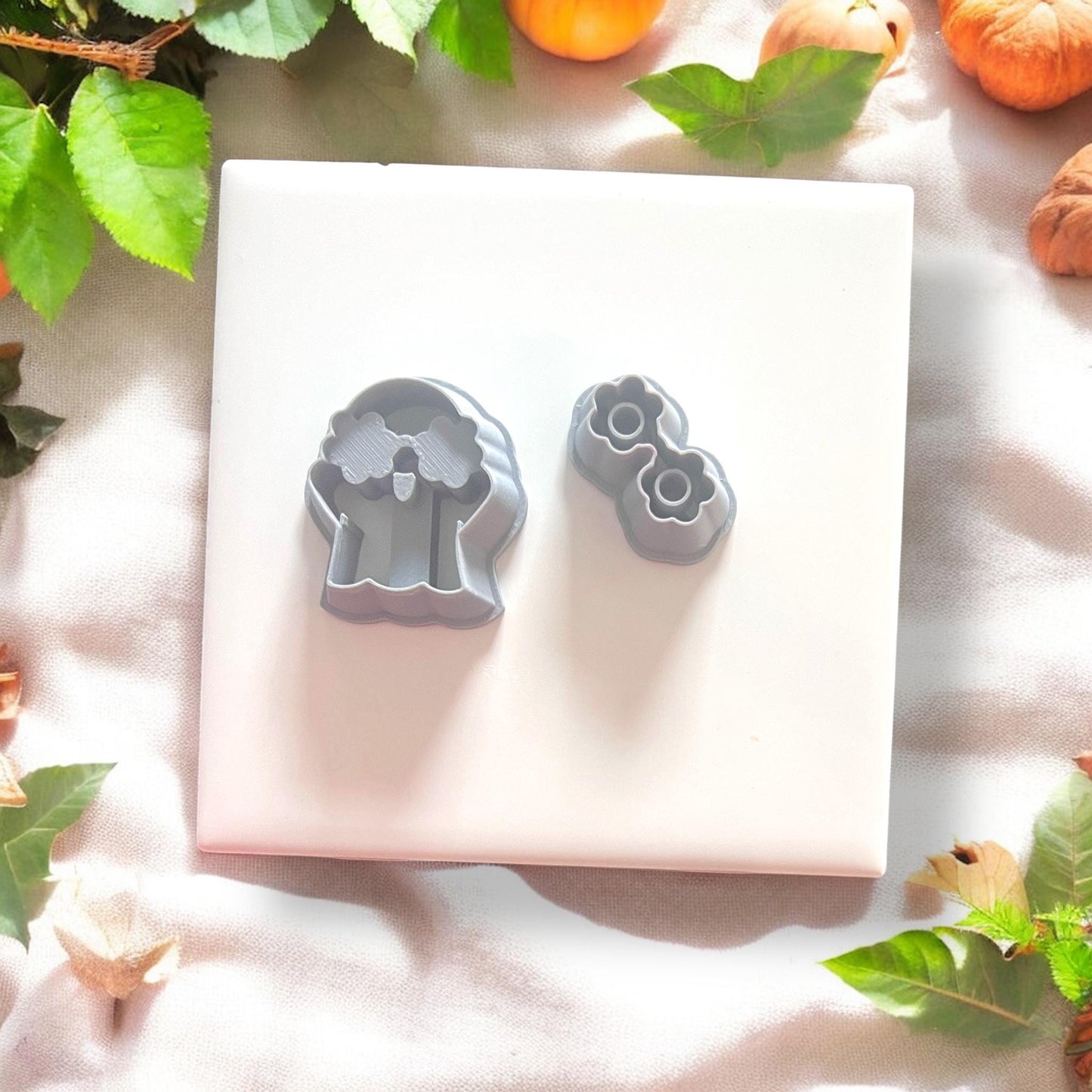 polymer clay cutters with ghost and glasses