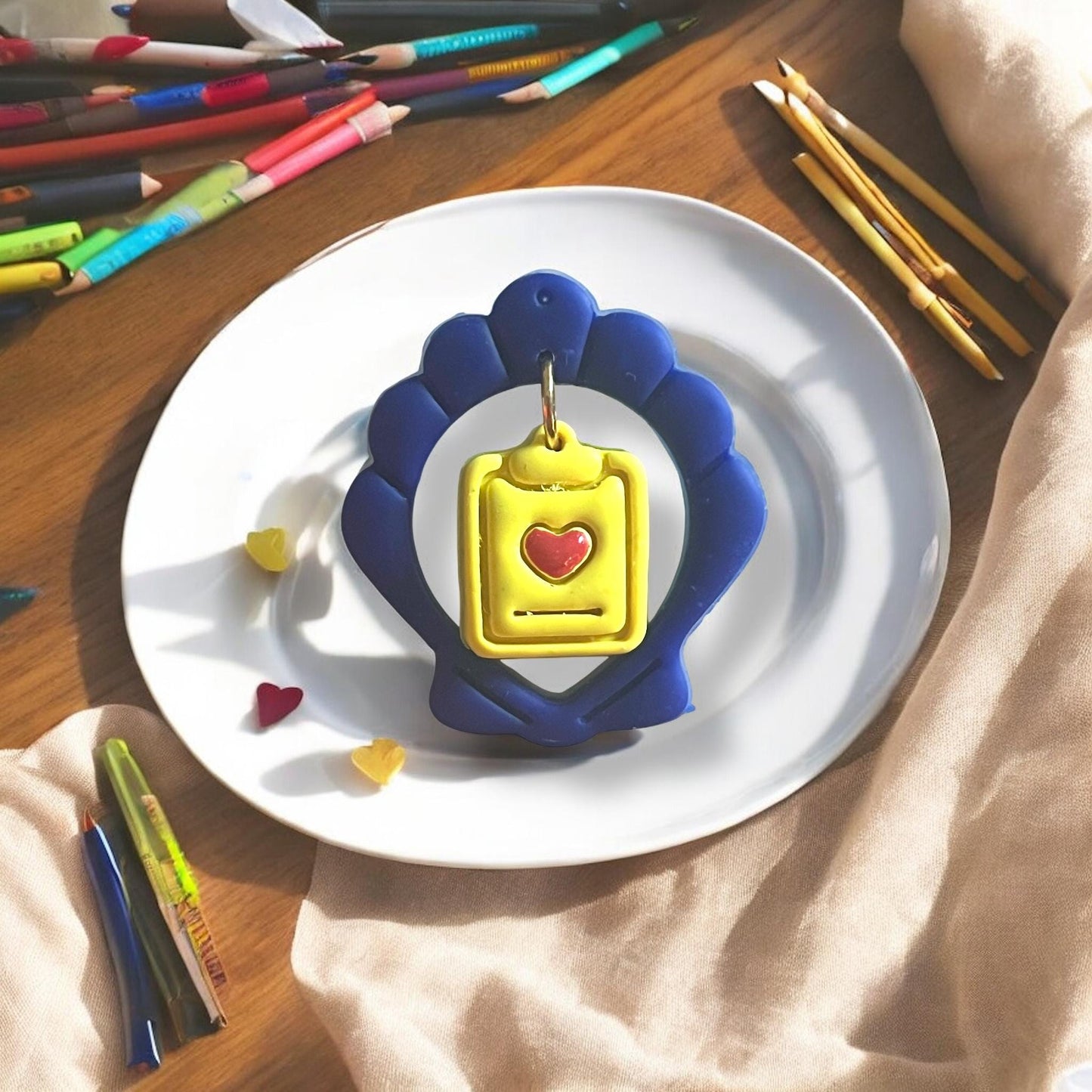 Polymer clay shell with back-to-school twist