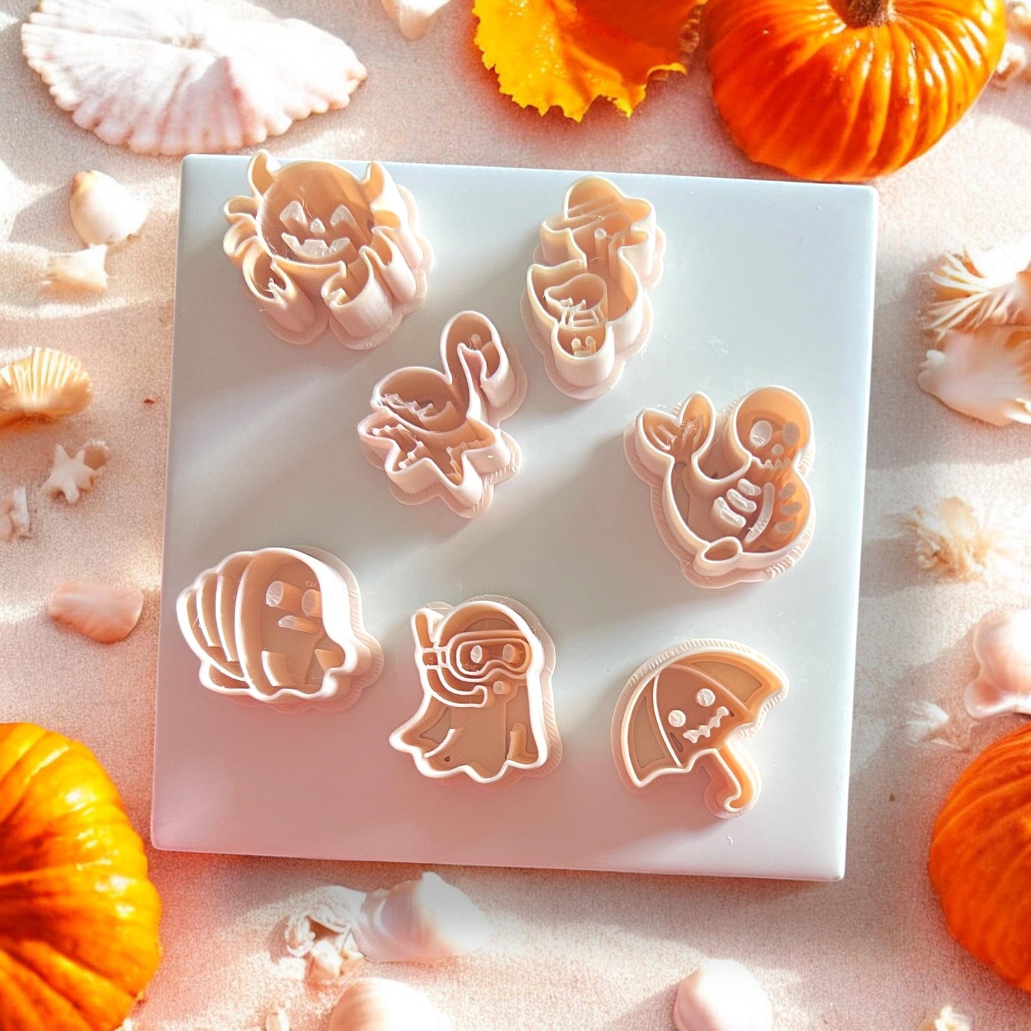 summer Halloween beach clay earring cutter molds