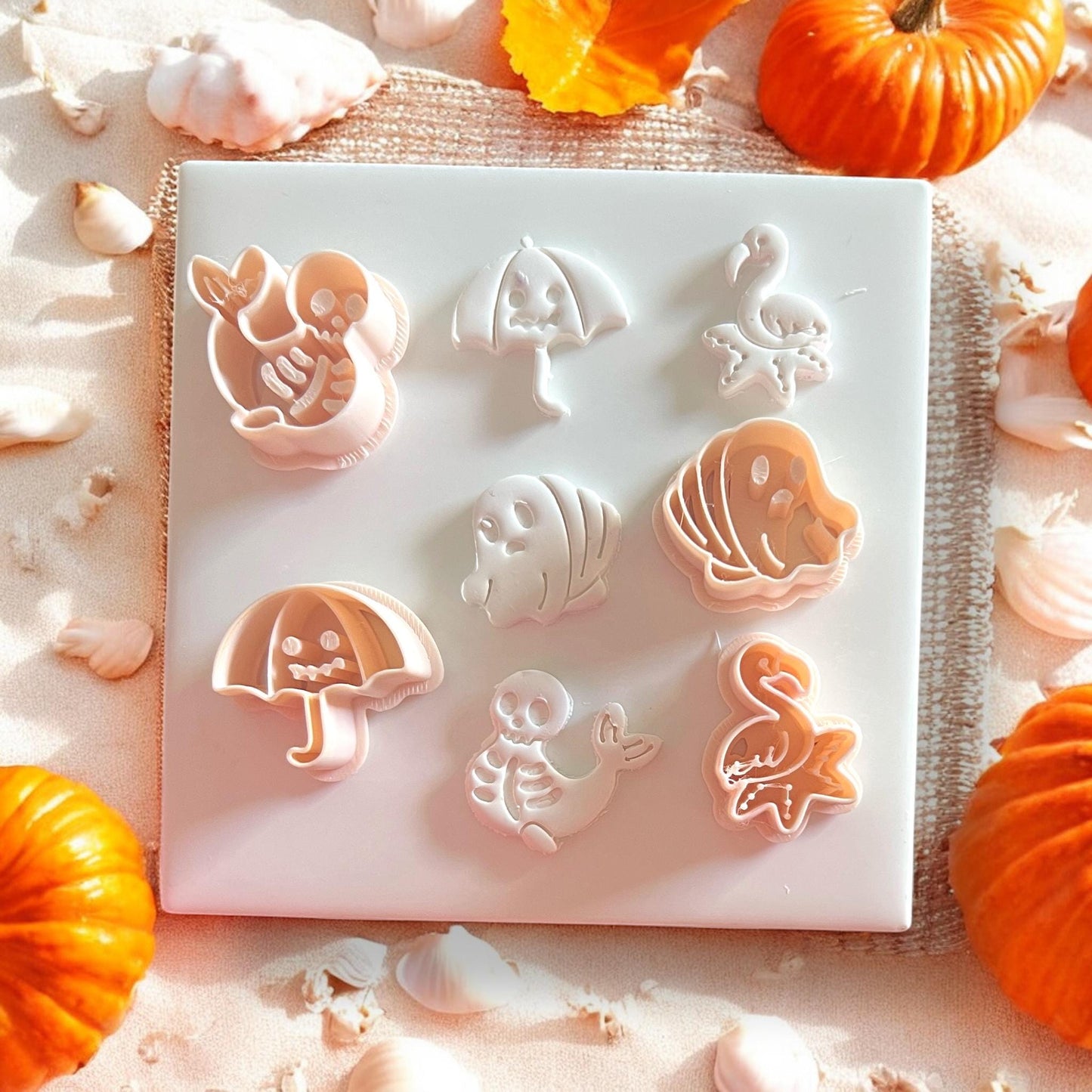 flamingo and scuba ghost polymer clay cutter set
