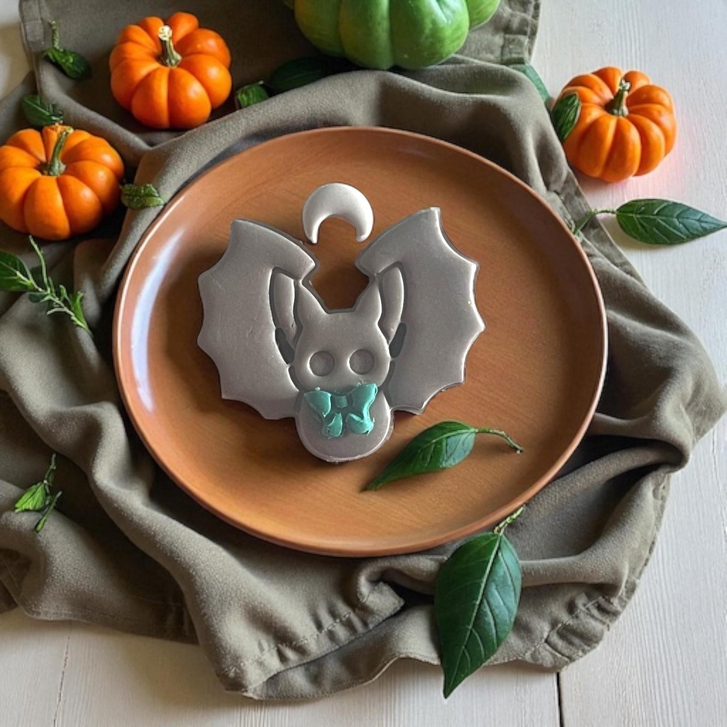 Large bat earring made with Halloween clay cutter set