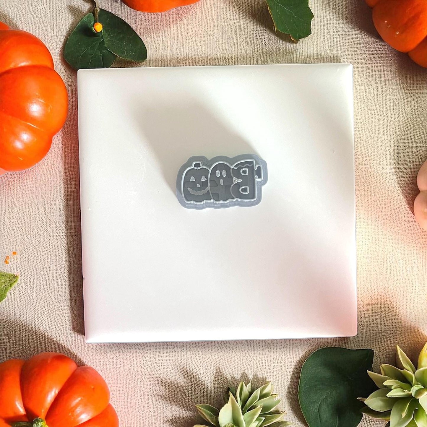 Close-up of Halloween BOO cutter tool