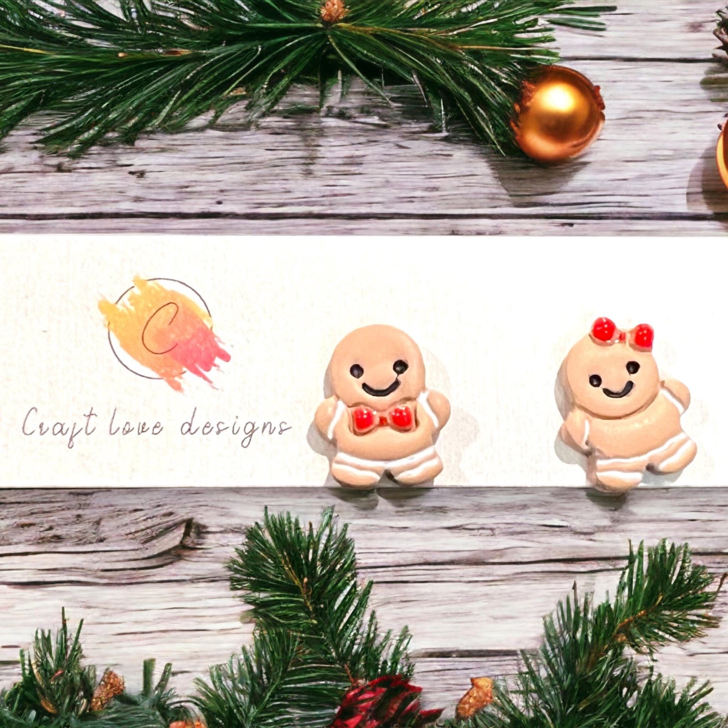 Finished Gingerbread and Boy Girl Studs