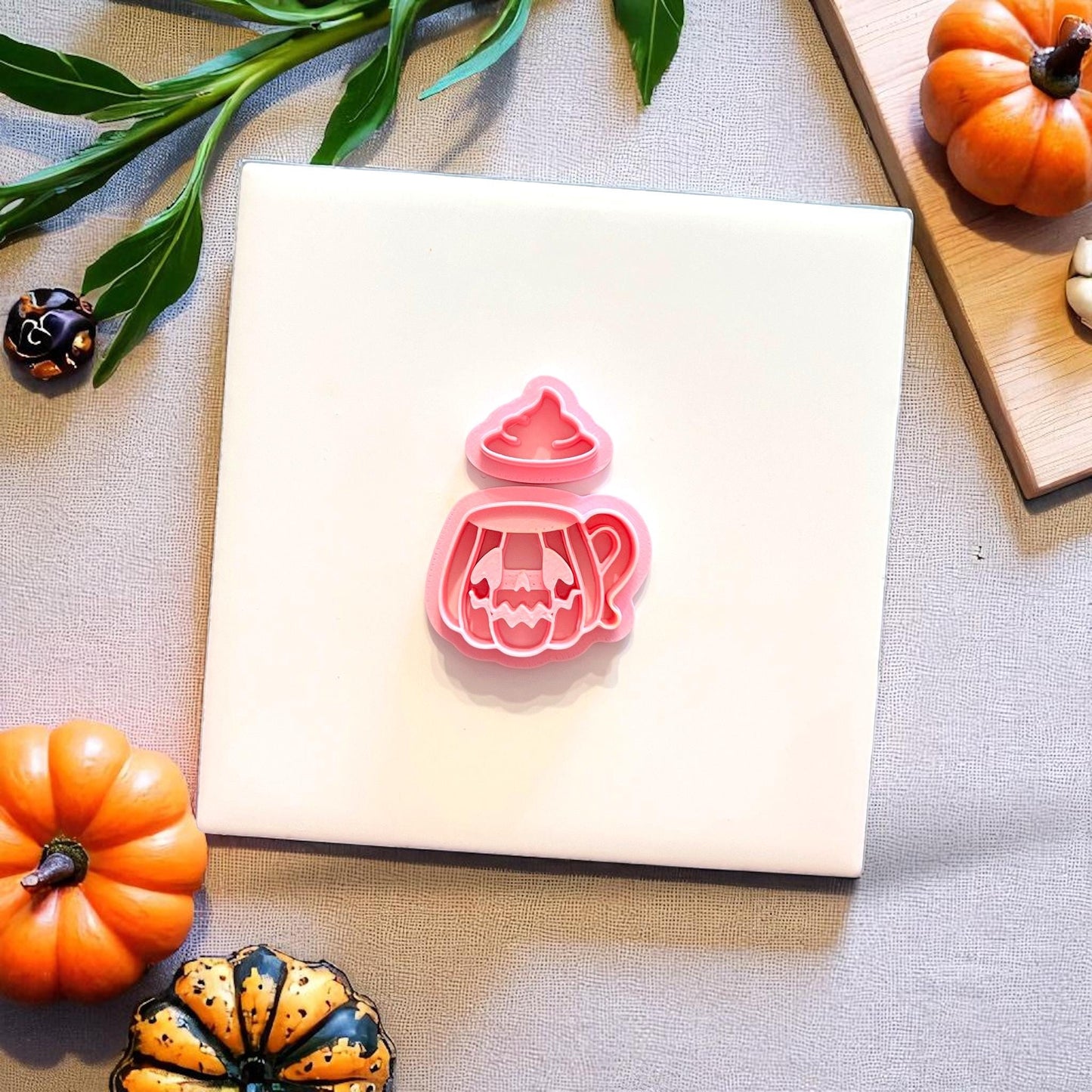 Top view of Halloween mug cutter with whip topper