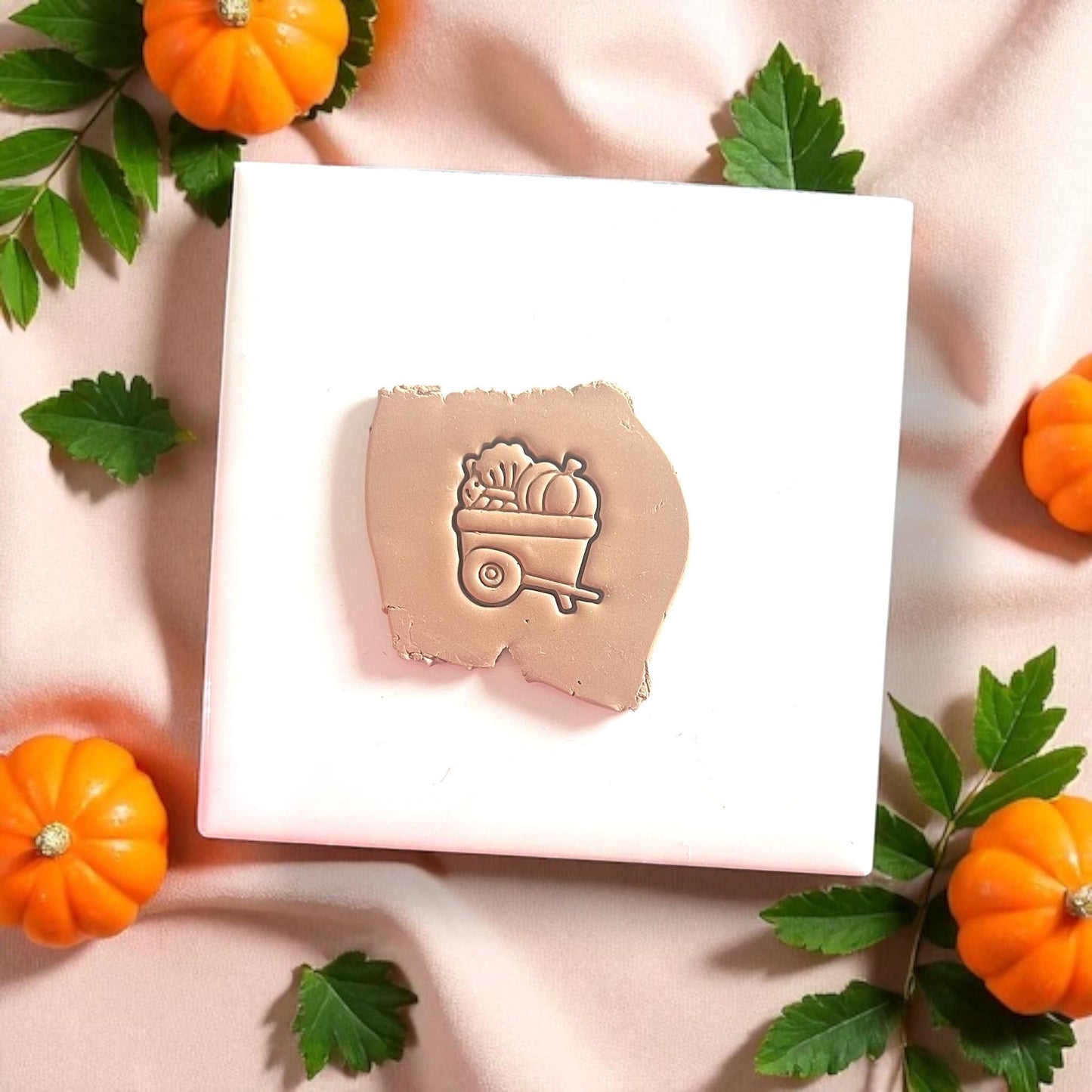 autumn wheelbarrow clay impression