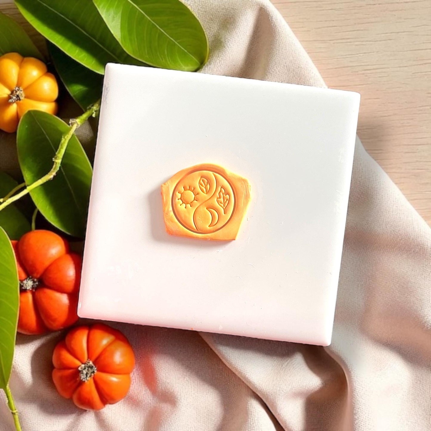 yin yang clay stamp fall impression on clay