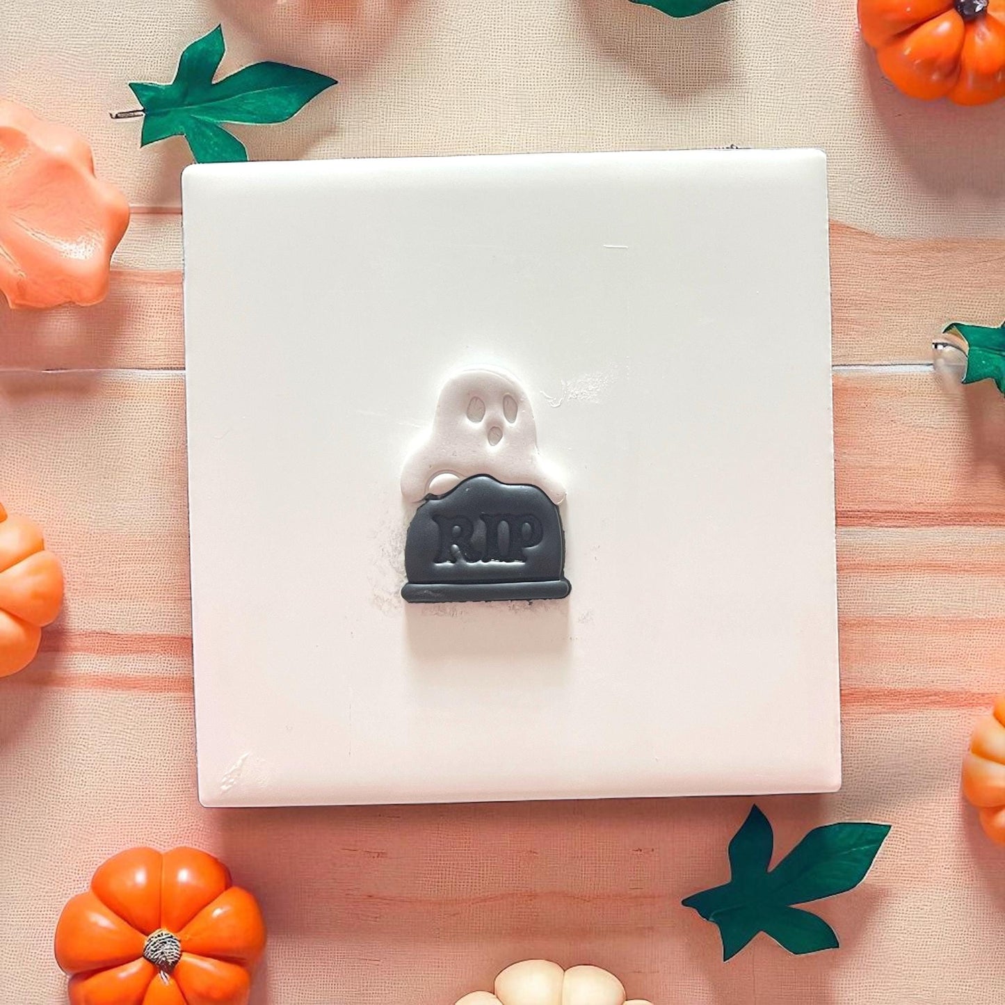 Clay cutter set with ghost topper and tombstone base