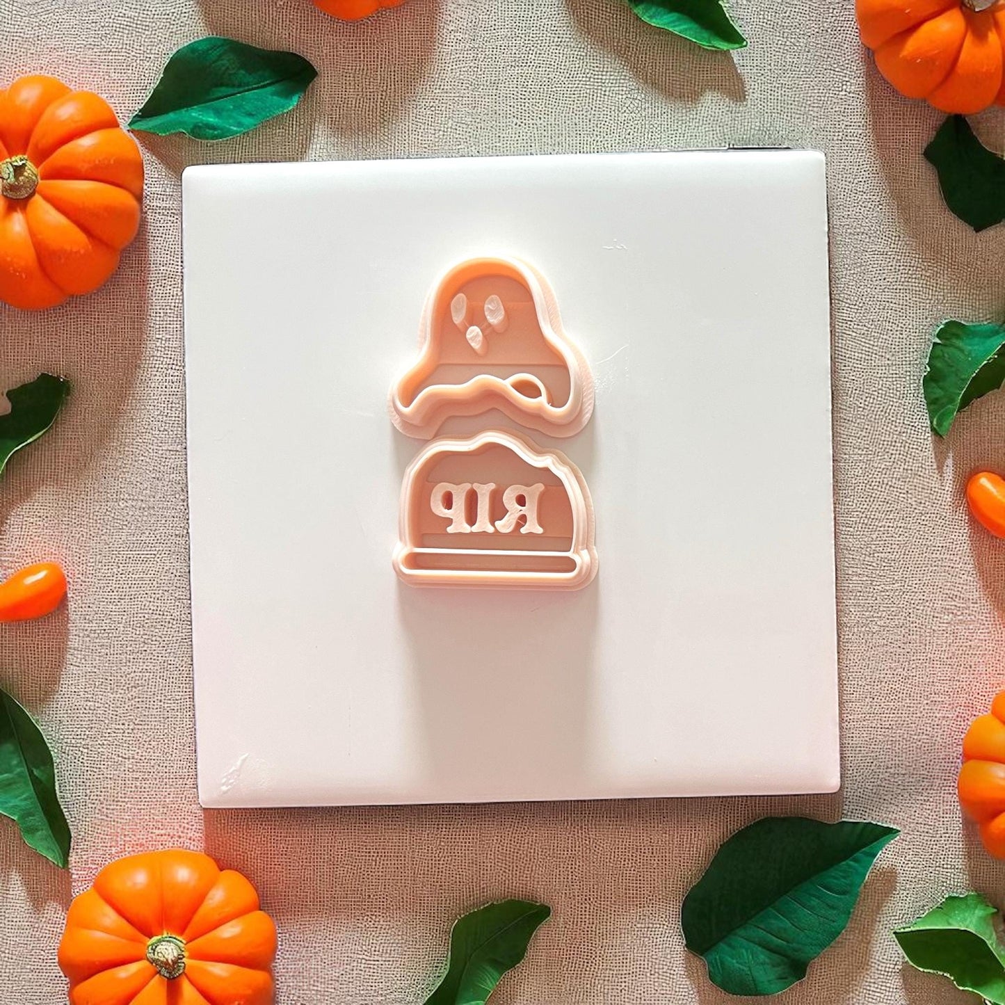 Clay cutter set with ghost topper and tombstone base