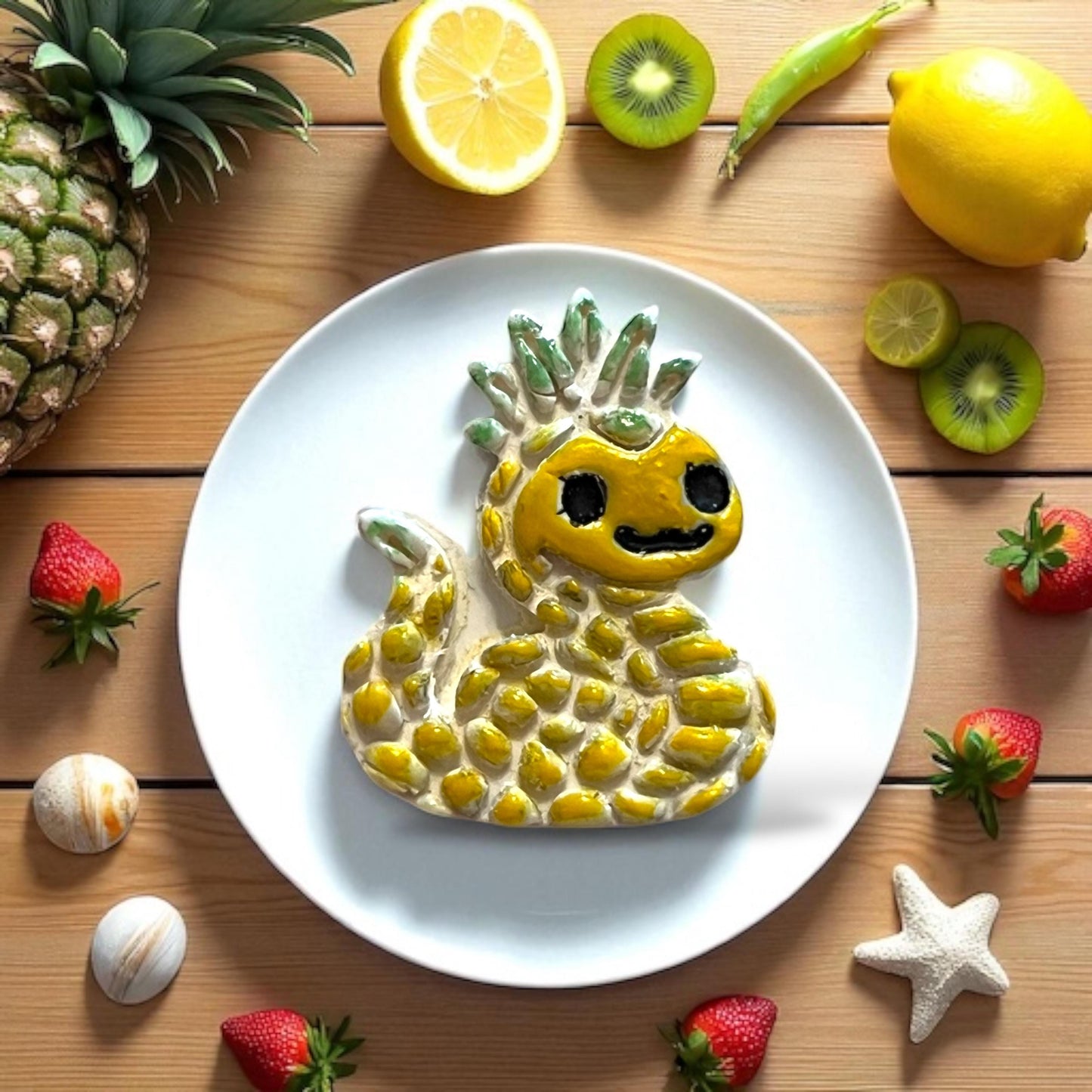 Glossy ceramic rendering of the pineapple sea serpent design