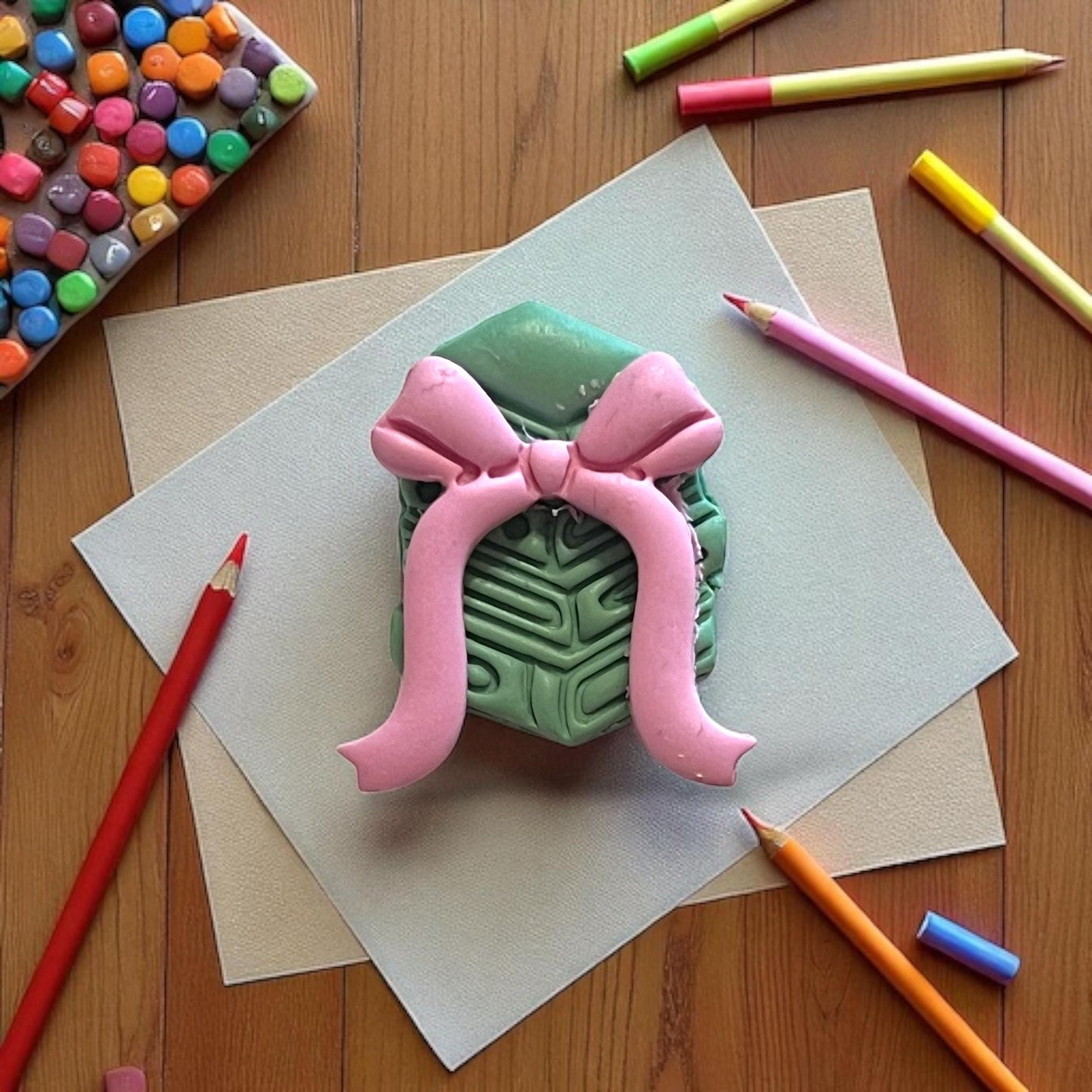 back to school book clay earring with pencils