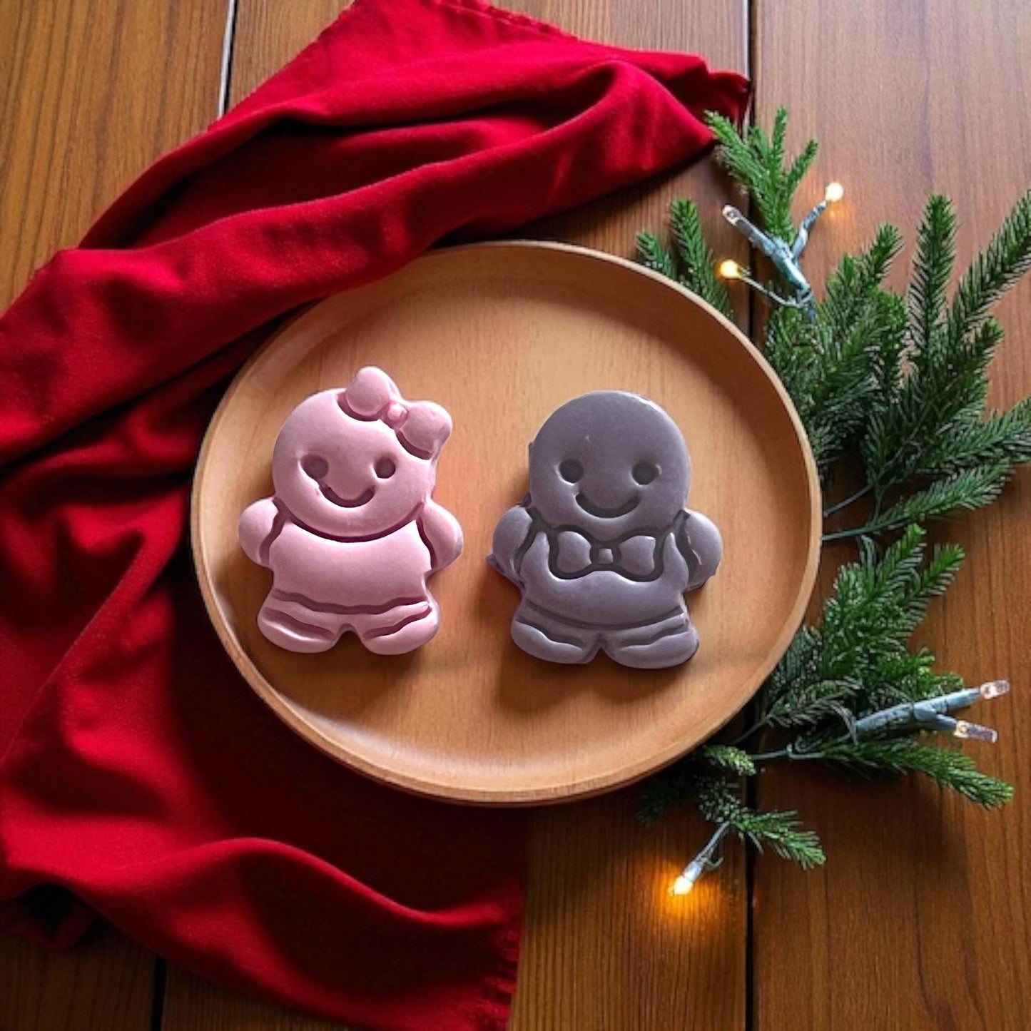Large gingerbread boy and girl polymer clay cuts