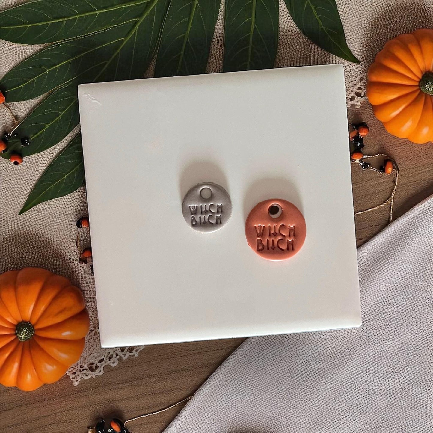 spooky halloween polymer clay pendant