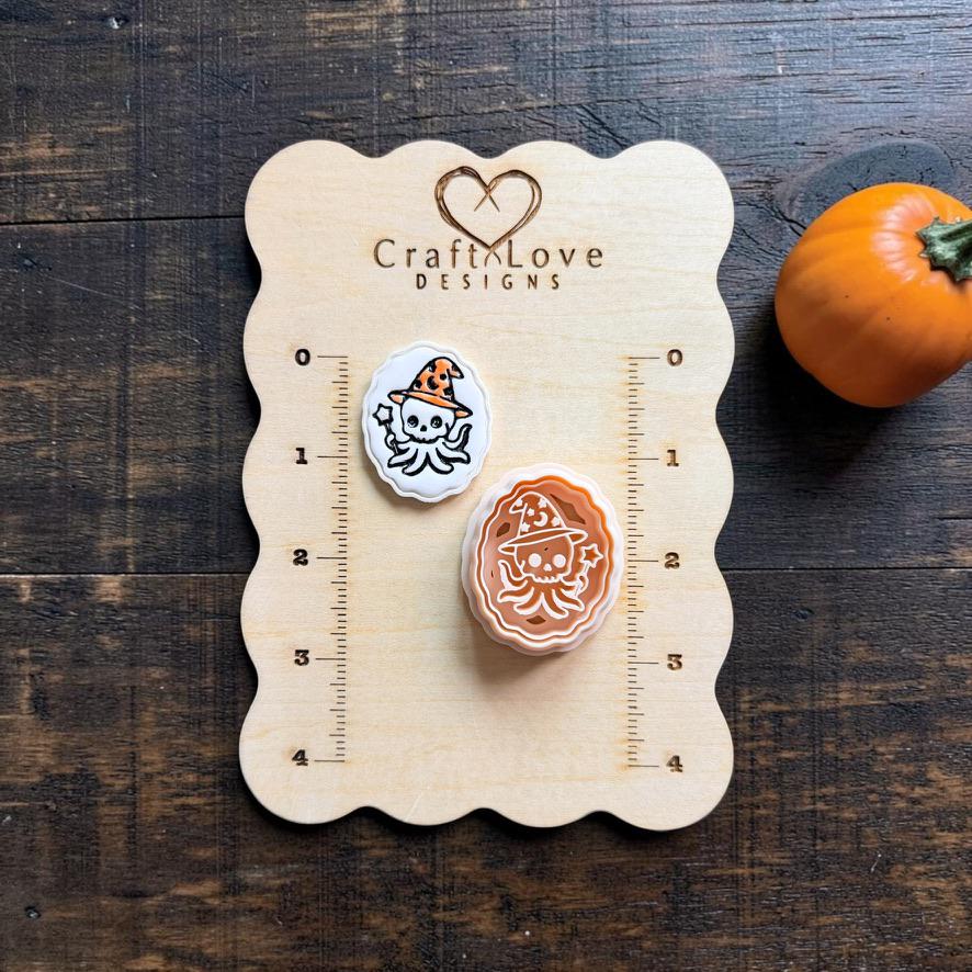Skeleton Octopus Polymer Clay Cutter | Halloween Sea Creature | Witch Hat Design | Spooky Jewelry Making | 40mm