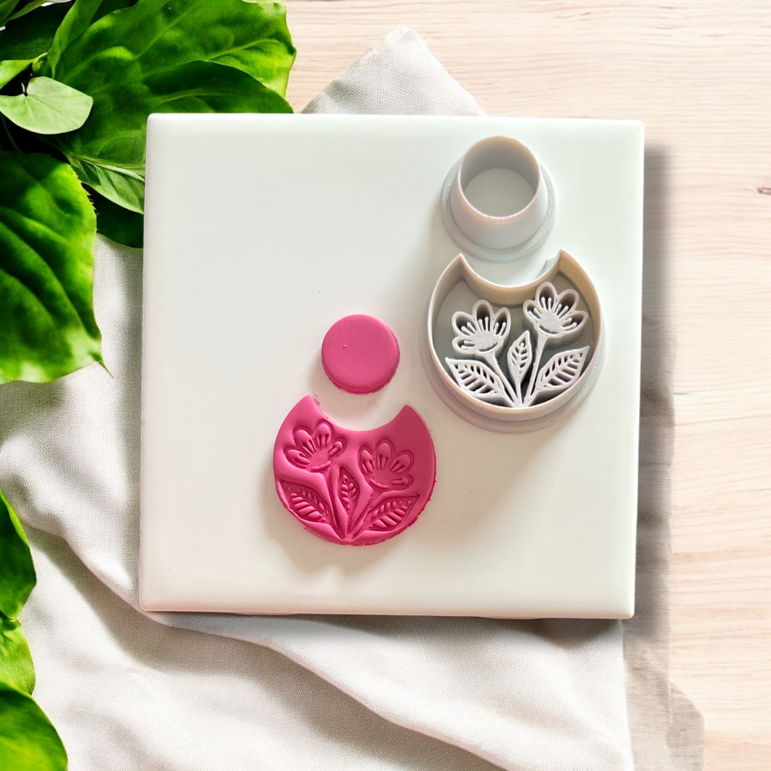 flower drop in 1/2 moon clay cutter