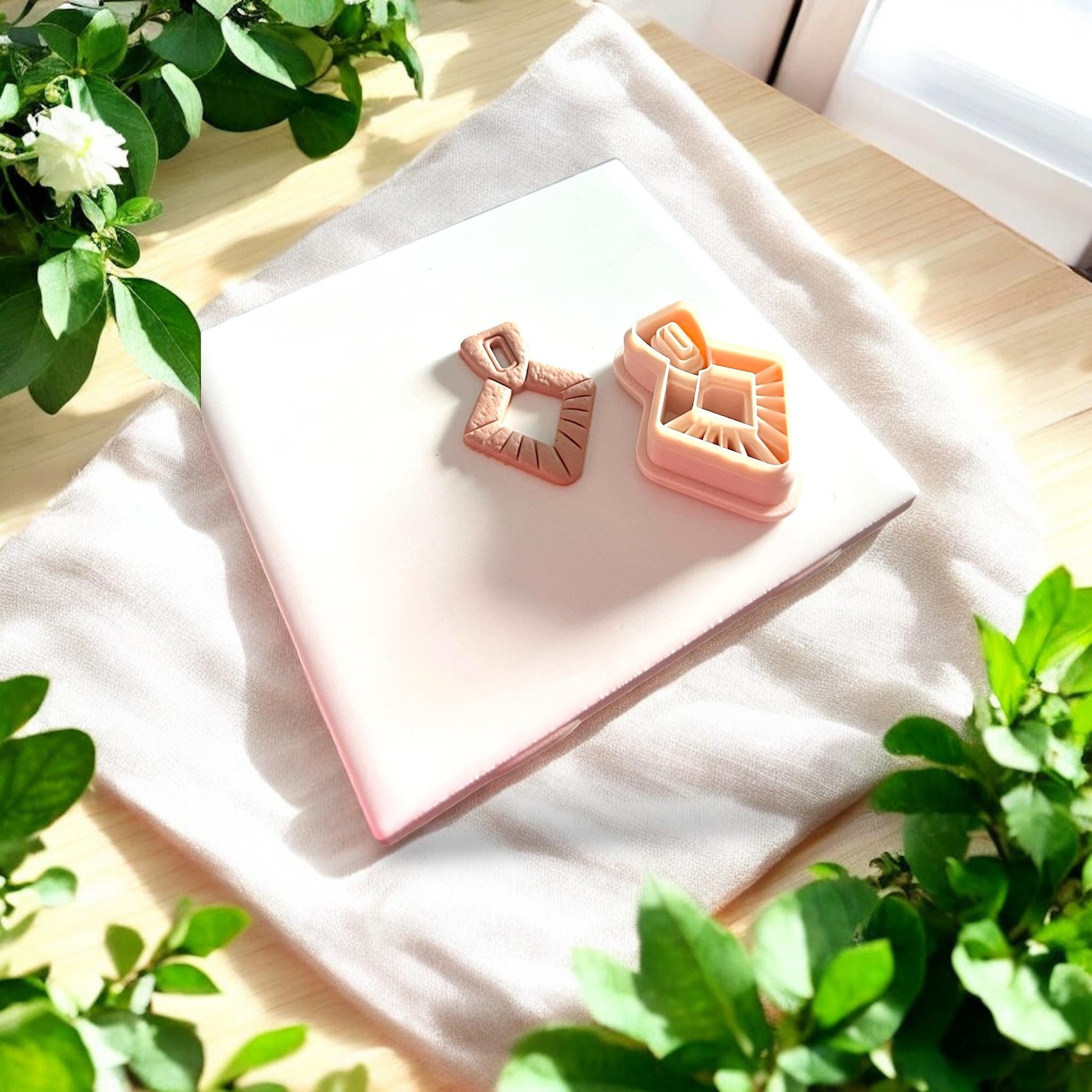 peach clay piece with matching boho cutter