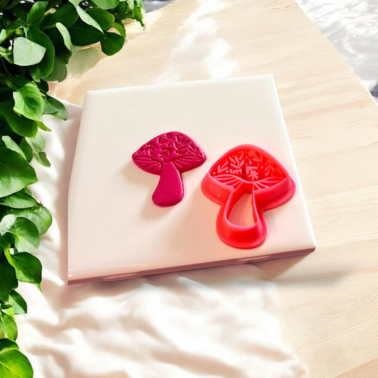 mushroom clay piece and red cutter