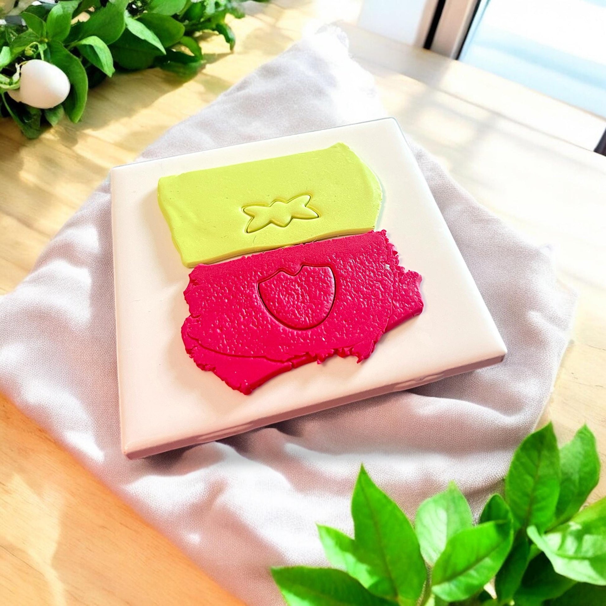 clay sheet with strawberry impressions