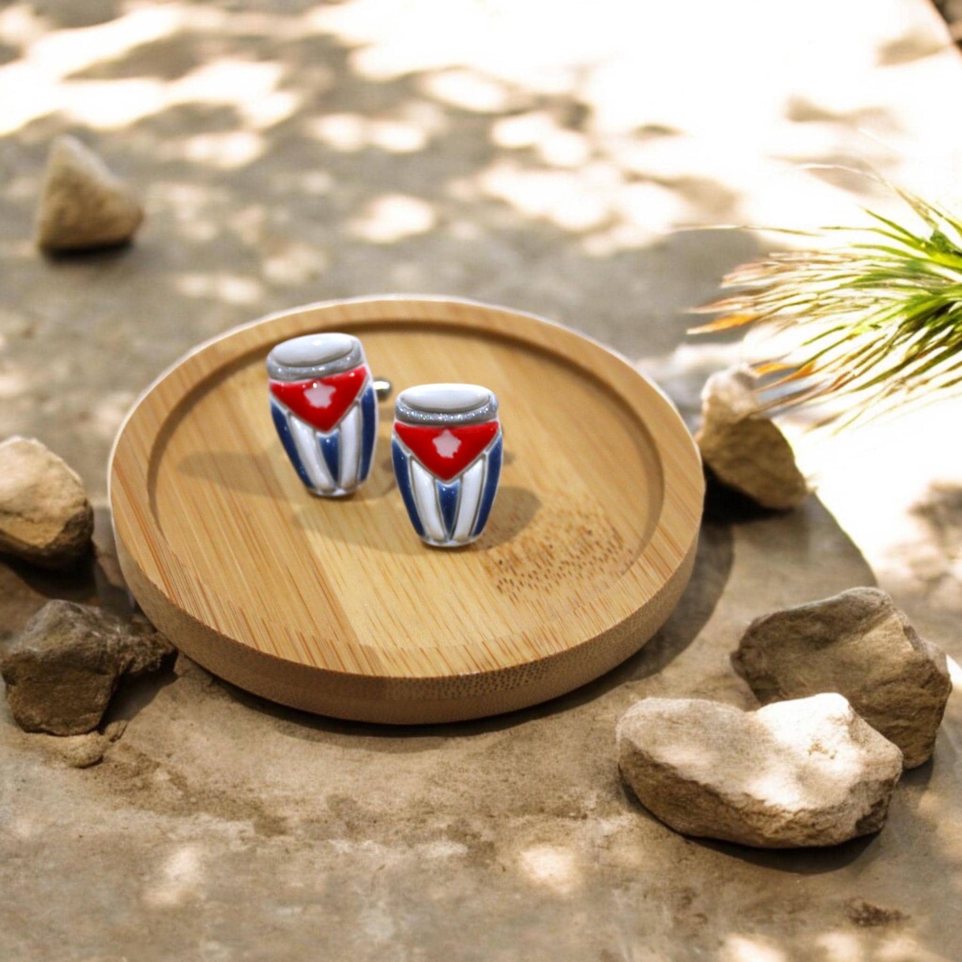 caribbean flag bongo cufflinks
