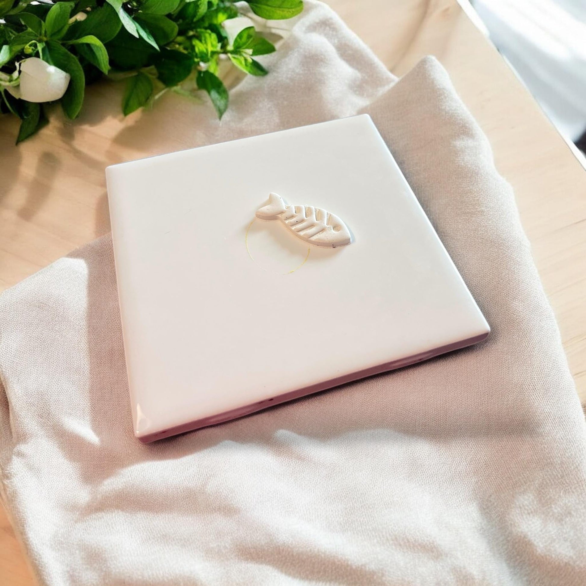 fishbone clay shape on tile