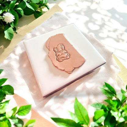 easter gnome bunny cutter stamped in clay