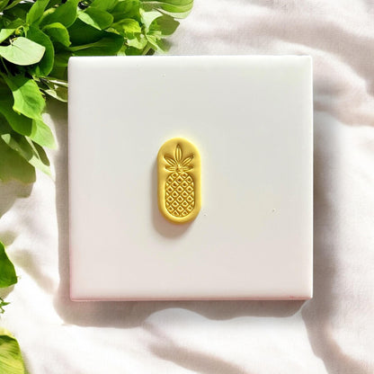 Finished yellow pineapple clay earring piece