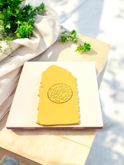 sunshine flower clay imprint for earrings