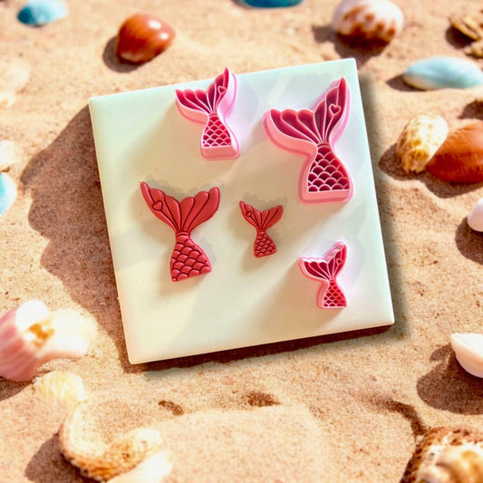 Front view of the mermaid tail polymer clay cutter showcasing its ocean-inspired design.