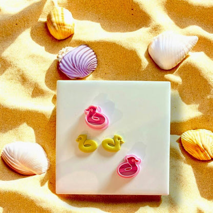 Duckie Pool Floatie cutter with matching clay impressions, perfect for earrings and crafts