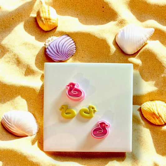 Duckie Pool Floatie cutter with matching clay impressions, perfect for earrings and crafts